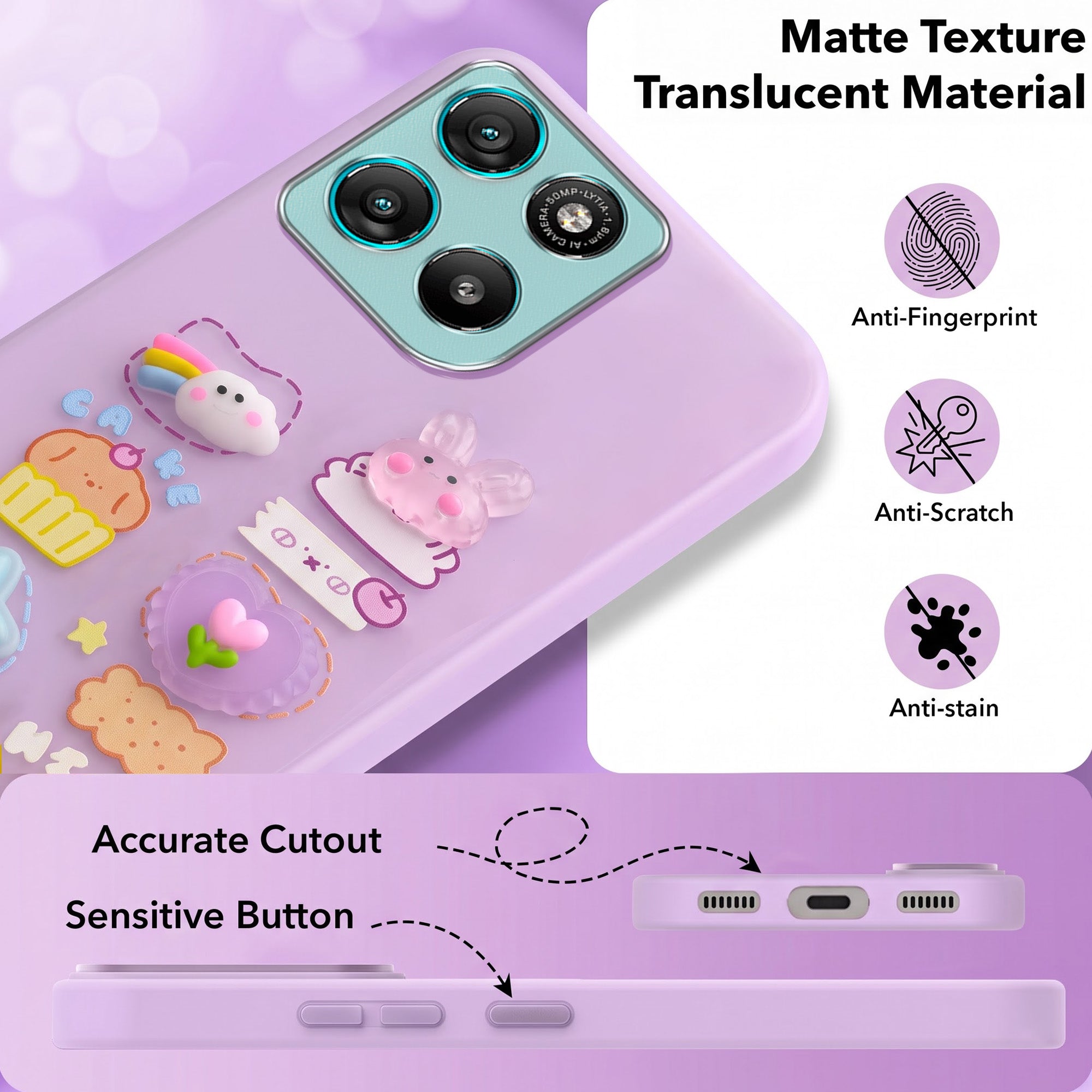 For Motorola Moto G67 Power | G57 Power Back Cover Case (3D Cute Cartoons | Hard Back Side Soft | Matte Premium Finish | HD Printing)