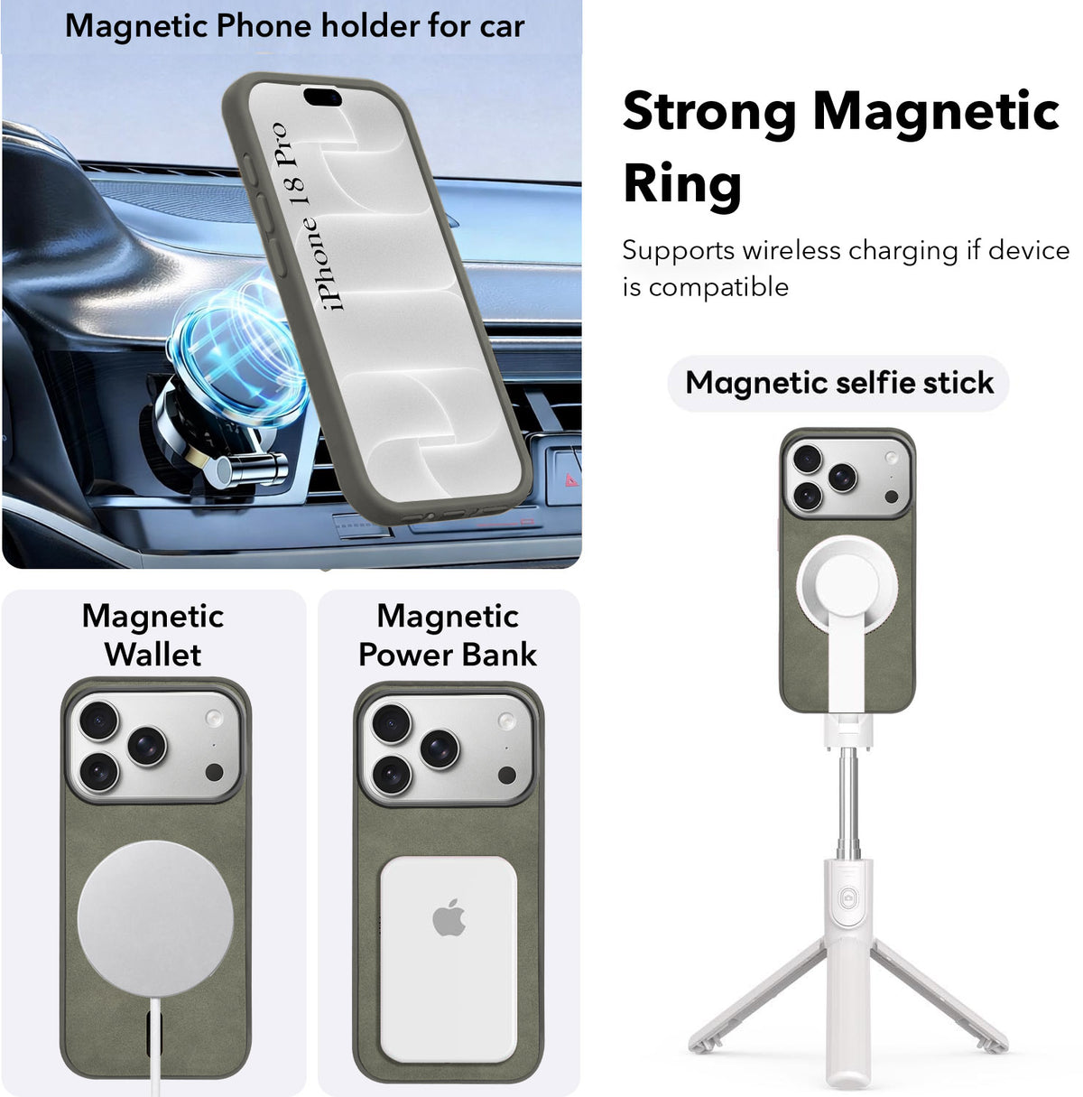 For Apple iPhone 18 Pro Back Cover Case Leather Finish (MagSafe Compatible Wireless Charging | Soft Touch | Camera Bump Protection)