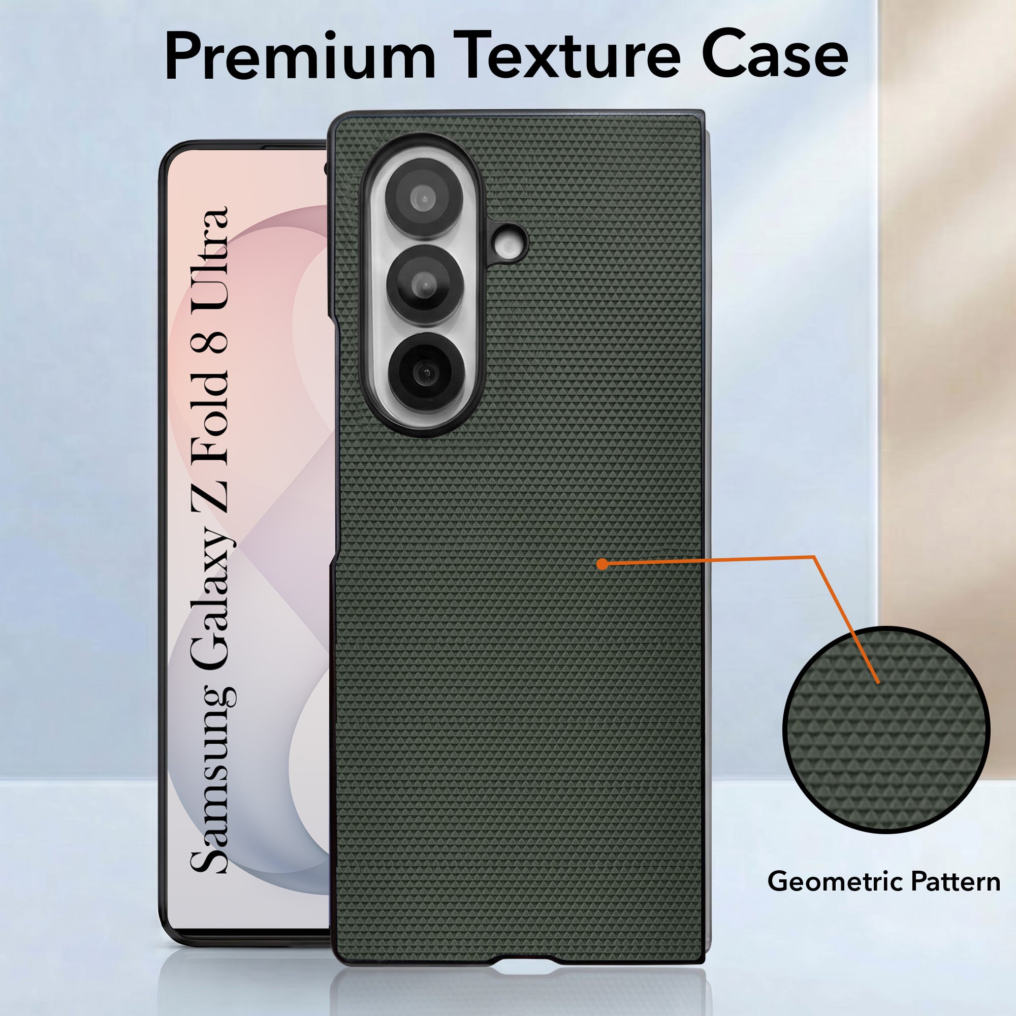 For Samsung Galaxy Z Fold 8 Ultra Premium Cover Case (Geometric Textured Hard PC | Soft Cloth Lining & Slim Shockproof Protection)