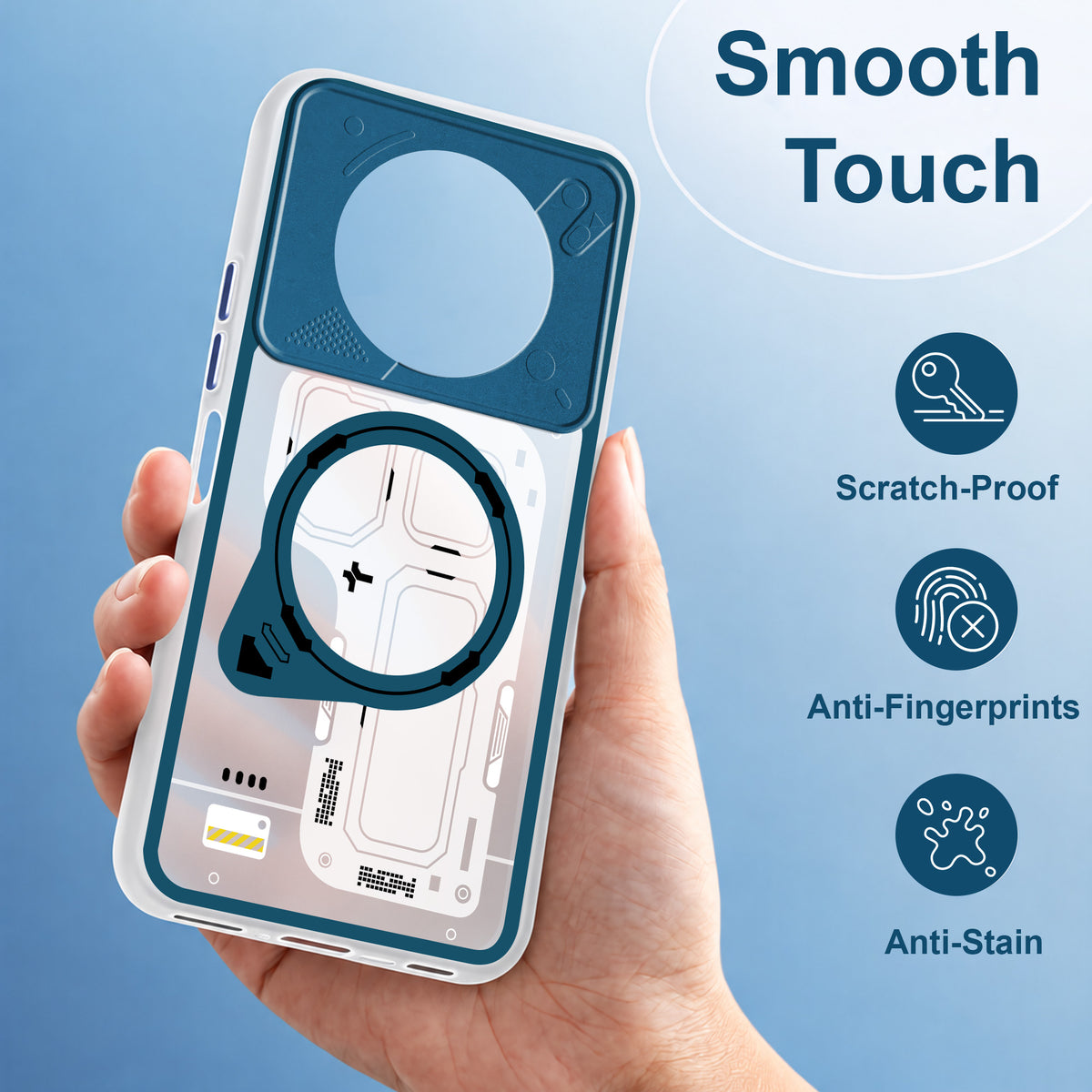 For Realme Narzo N65 5G Metallic Back Cover Case (Metallic Camera Protection & Buttons | Translucent Milky Shade | Hard Polycarbonate)