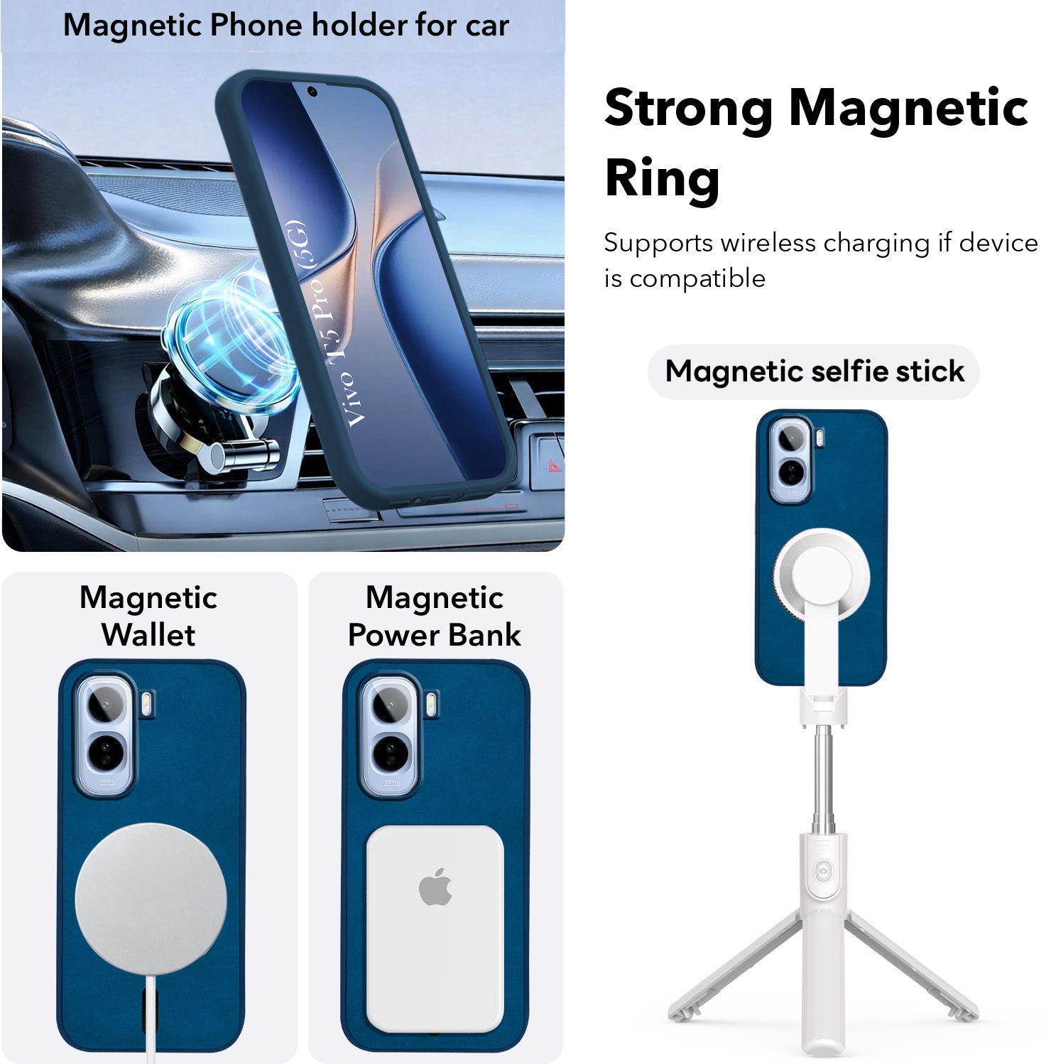 For Vivo T5 Pro 5G Back Cover Case Leather Finish (MagSafe Compatible Wireless Charging | Soft Touch | Camera Bump Protection)