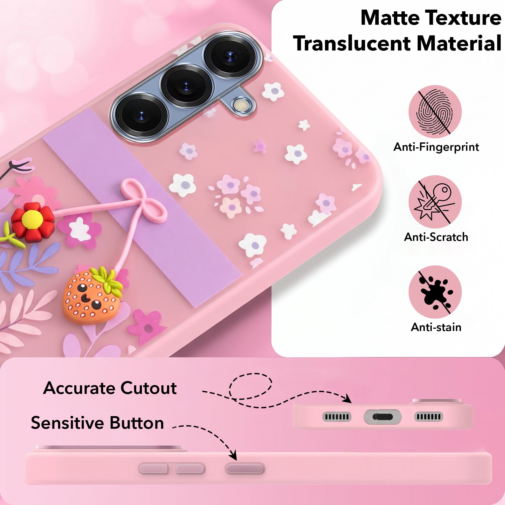 For Samsung Galaxy S25 Back Cover Case (3D Cute Cartoons | Hard Back Side Soft | Matte Premium Finish | HD Printing)