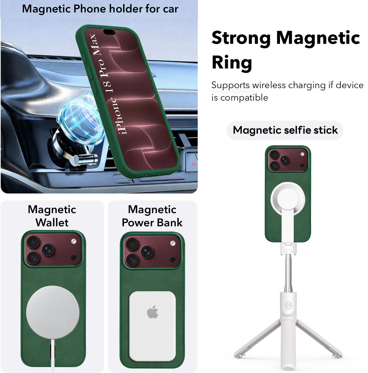 For Apple iPhone 18 Pro Max Back Cover Case Leather Finish (MagSafe Compatible Wireless Charging | Soft Touch | Camera Bump Protection)