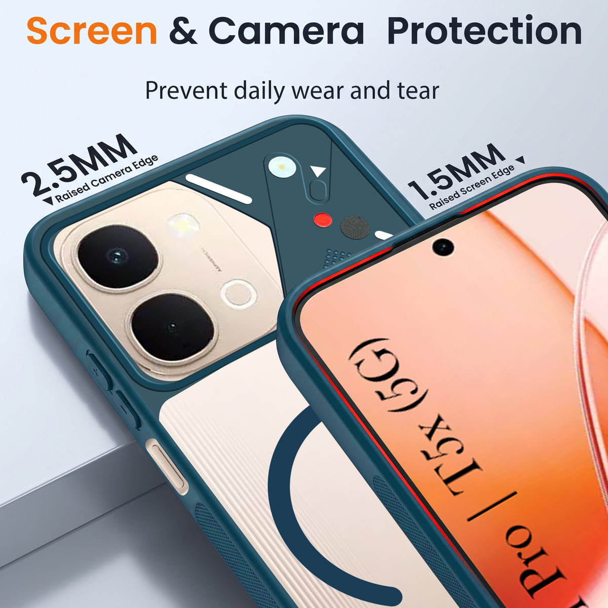 For Vivo Y51 Pro 5G | Vivo T5x Back Cover Case Lifetime Anti-Yellow Clear (Camera Protection | Side Grip | Wireless MagSafe Compatible)