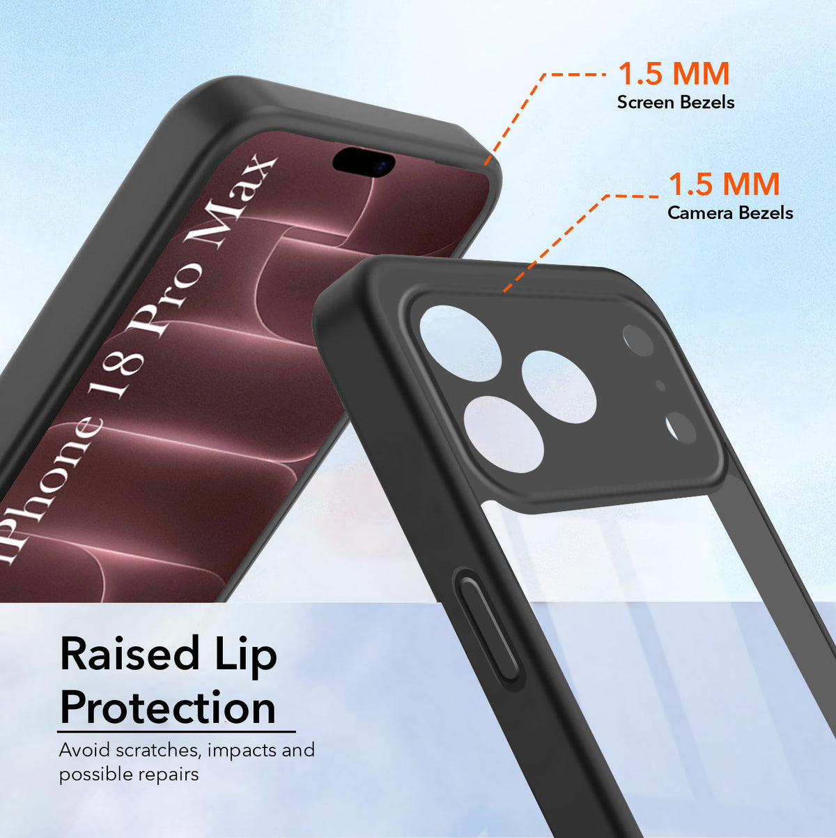For Apple iPhone 18 Pro Max (Combo with Back Cover and 9H Tempered Glass (Lifetime Anti-Yellow | Crystal Clear Shockproof | Oleophobic Coating Screen Glass)