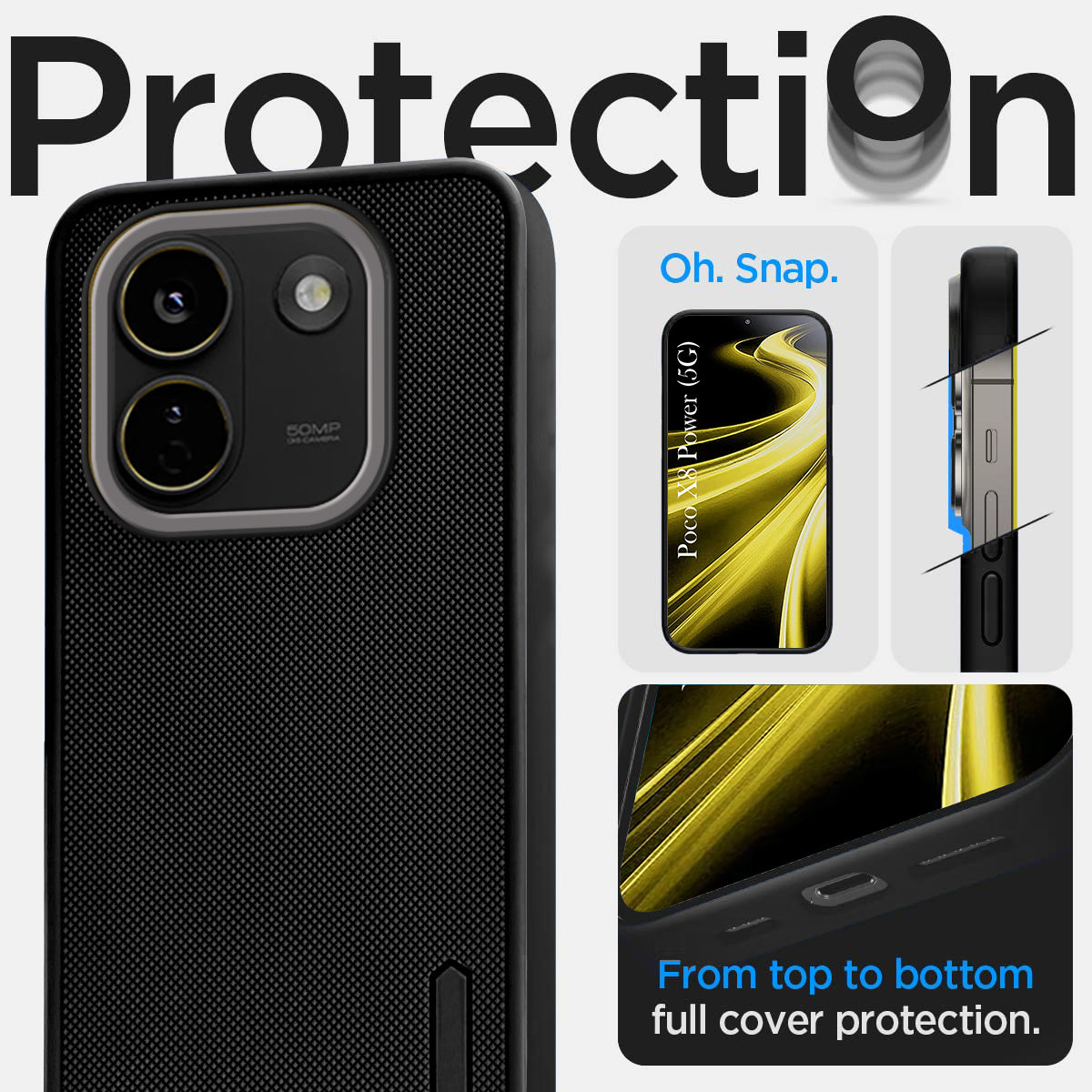 For Poco X8 Power Back Cover Case Rubberised (Textured Grip Design| Micro-Fiber Cloth Inside | Slim and Light Weight | Soft Touch and Feel)