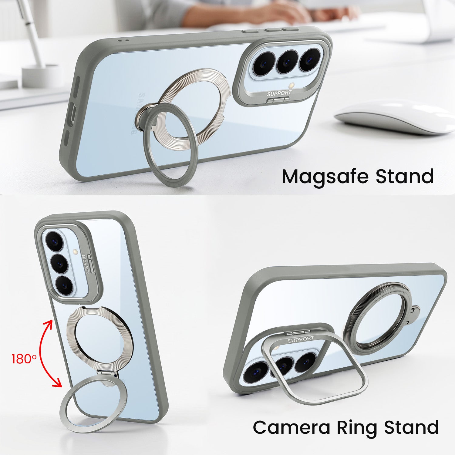 For Samsung Galaxy S26 5G Back Cover Case Crystal (Lifetime Anti Yellow | Magnetic Ring Stand | Camera Lens Protection | MagSafe Compatible)