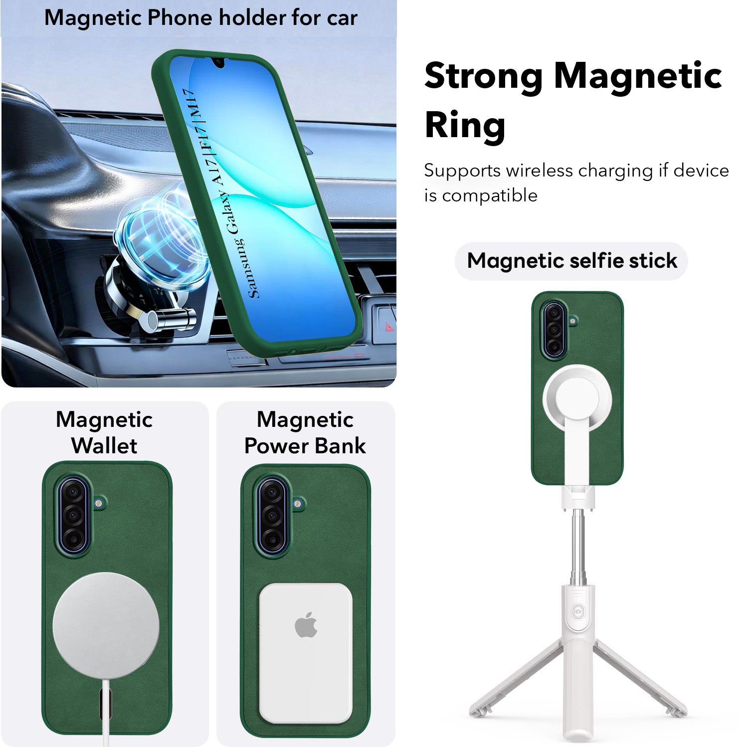 For Samsung Galaxy A17 | Samsung F17 | Samsung M17 5G Back Cover Case Leather Finish (MagSafe Compatible Wireless Charging | Soft Touch | Camera Bump Protection)