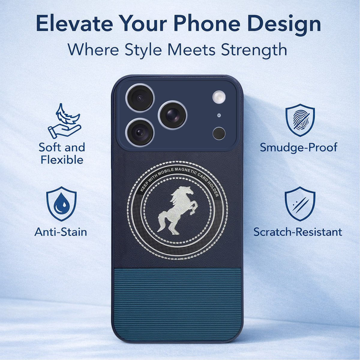 For Apple iPhone 18 Pro Back Cover Case PU Leather Finish (Professional Minimalist Texture | MagSafe Compatile | Camera Protection | Sleek Sober Formal)