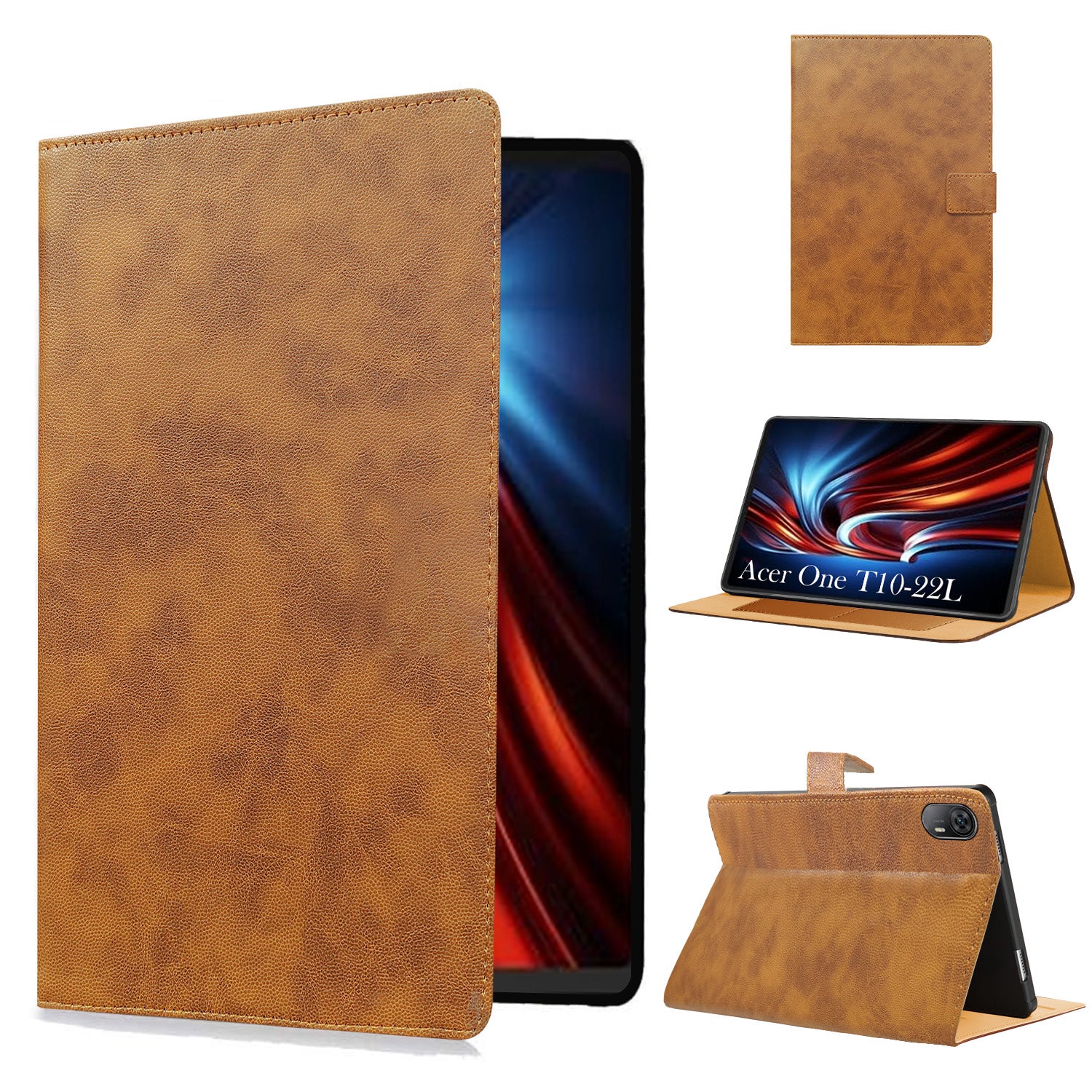 For Acer One T10-22L 10.36 Inch Flip Cover Folio Cover (PU Leather | Multi-Angle Smart Stand | Card Storage Slots | Silicone Back Pouch)
