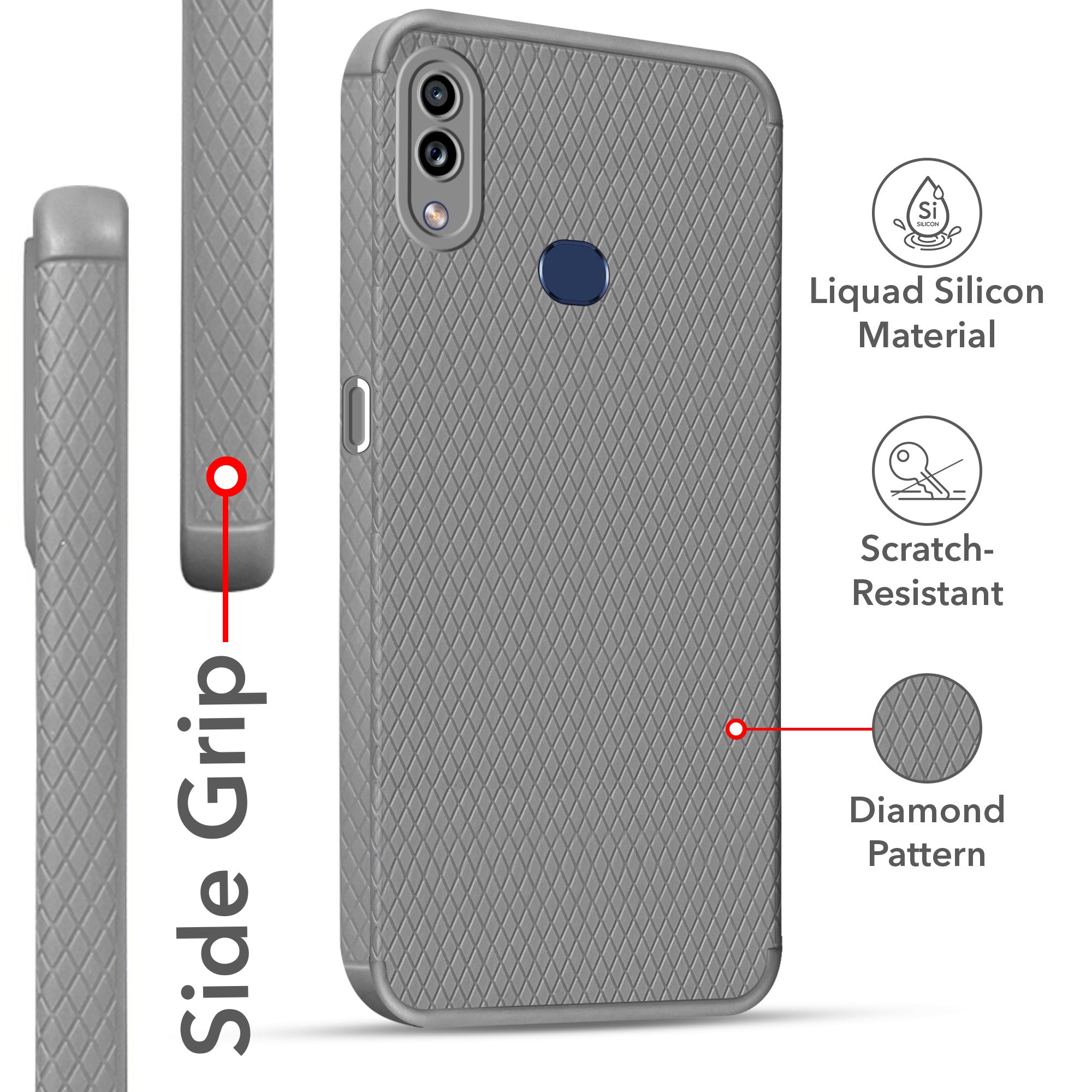 For Samsung Galaxy M01s Back Cover Case Liquid Silicone (Camera Protection | Side Grip Texture | Soft and Flexible)