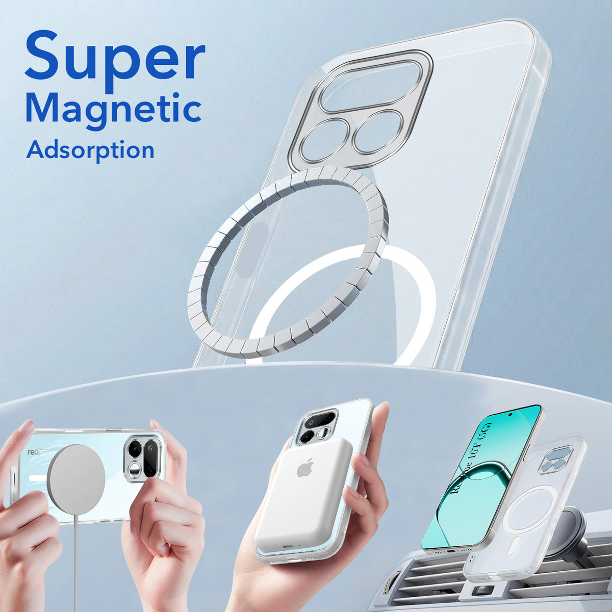 For Realme 16T 5G Back Cover Case Lifetime Anti-Yellow MagSafe Compatible Clear (Sleek Hard Crystal | Shockproof and Camera Protection)