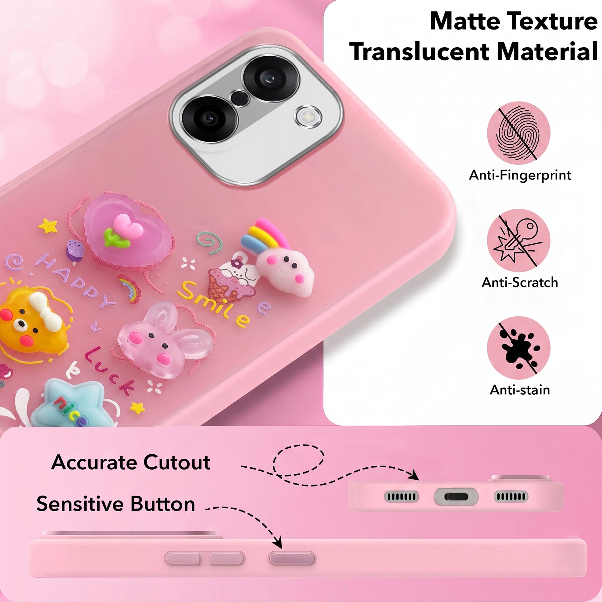 For Oneplus Nord CE 5 Back Cover Case (3D Cute Cartoons | Hard Back Side Soft | Matte Premium Finish | HD Printing)