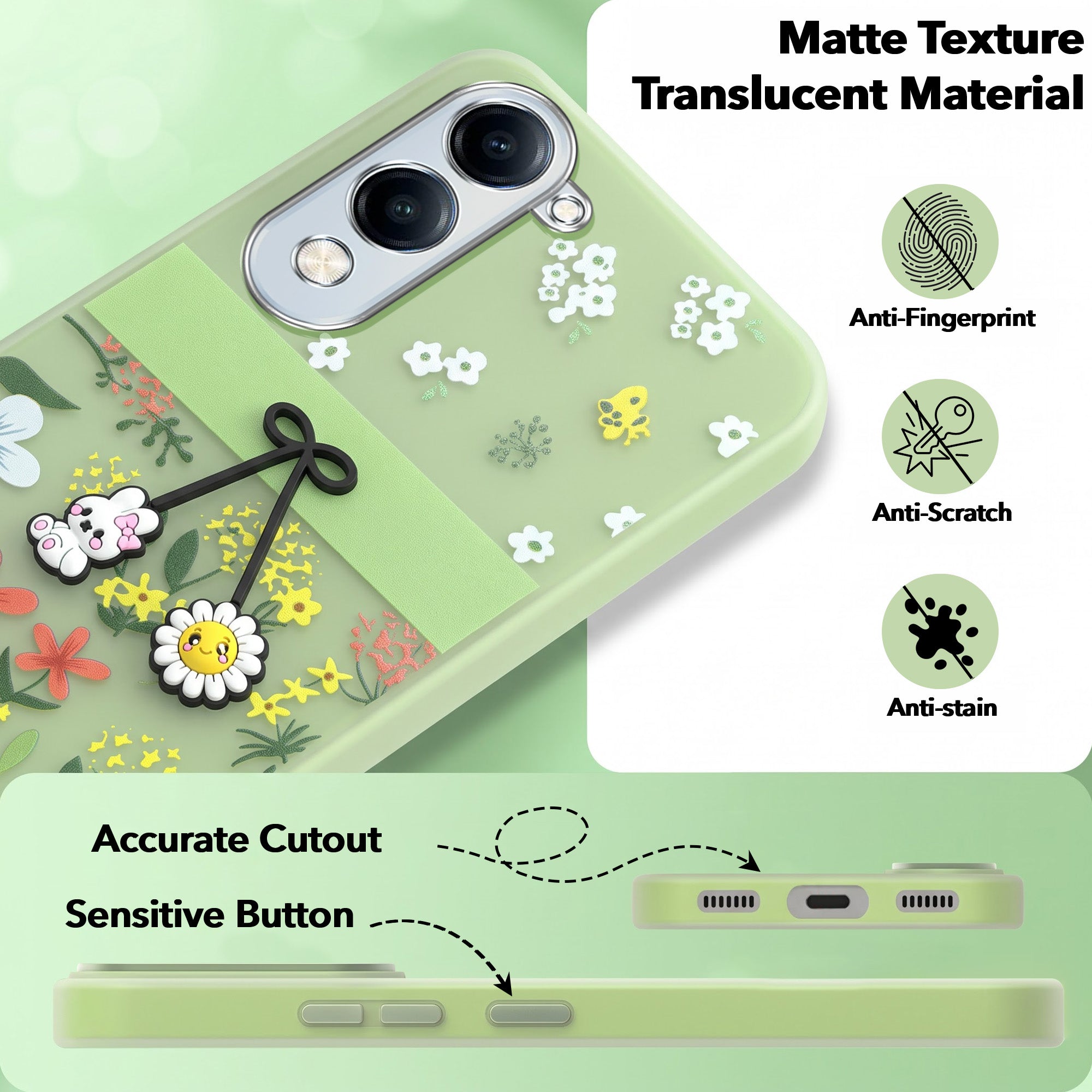 For Vivo iQOO Z10 Lite Back Cover Case (3D Cute Cartoons | Hard Back Side Soft | Matte Premium Finish | HD Printing)