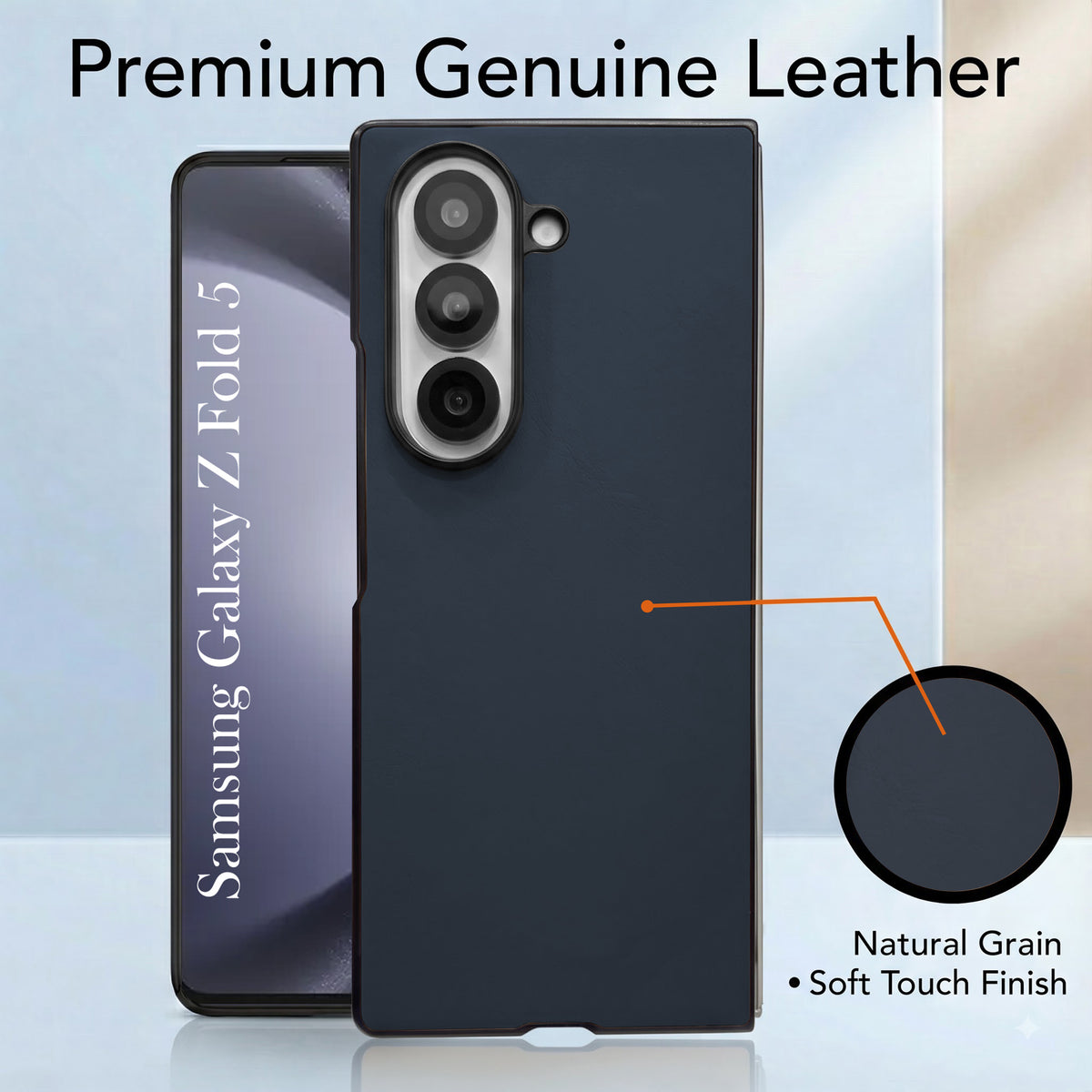 For Samsung Galaxy Z Fold 5 Premium Cover Case (Soft Leather Touch | Interior Protective Cloth | Slim 360* Protection)