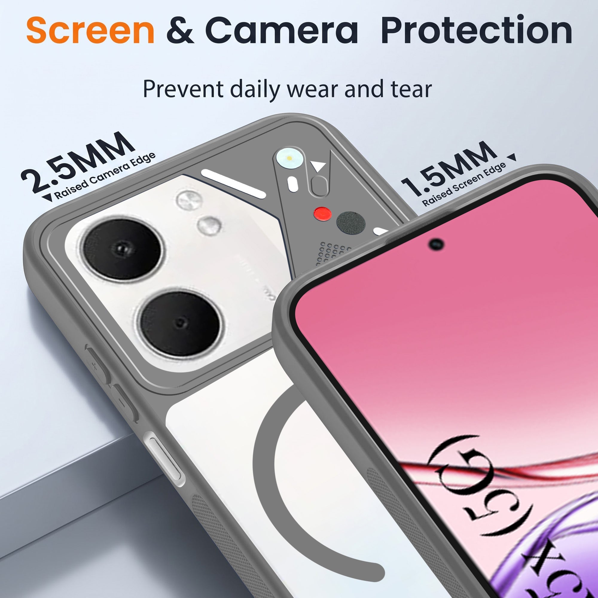 For Oppo K14x 5G Back Cover Case Lifetime Anti-Yellow Clear (Camera Protection | Side Grip | Wireless MagSafe Compatible)