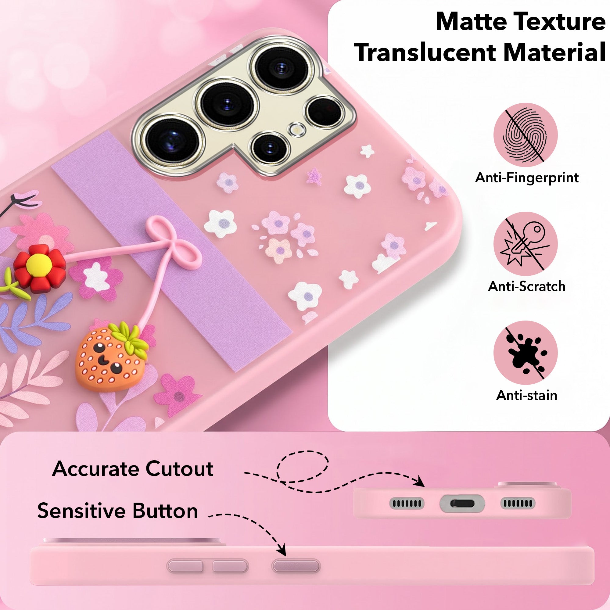 For Samsung Galaxy S24 Ultra Back Cover Case (3D Cute Cartoons | Hard Back Side Soft | Matte Premium Finish | HD Printing)