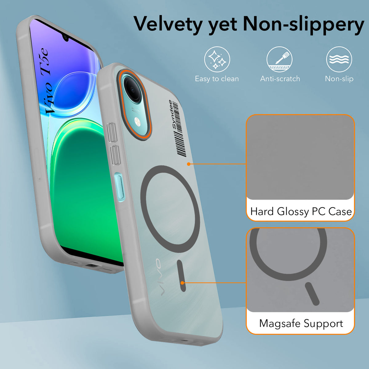 For Vivo T5e 4G Back Cover Case (Soft Touch | Camera Bump Protection | MagSafe Compatible | Matte Finish)