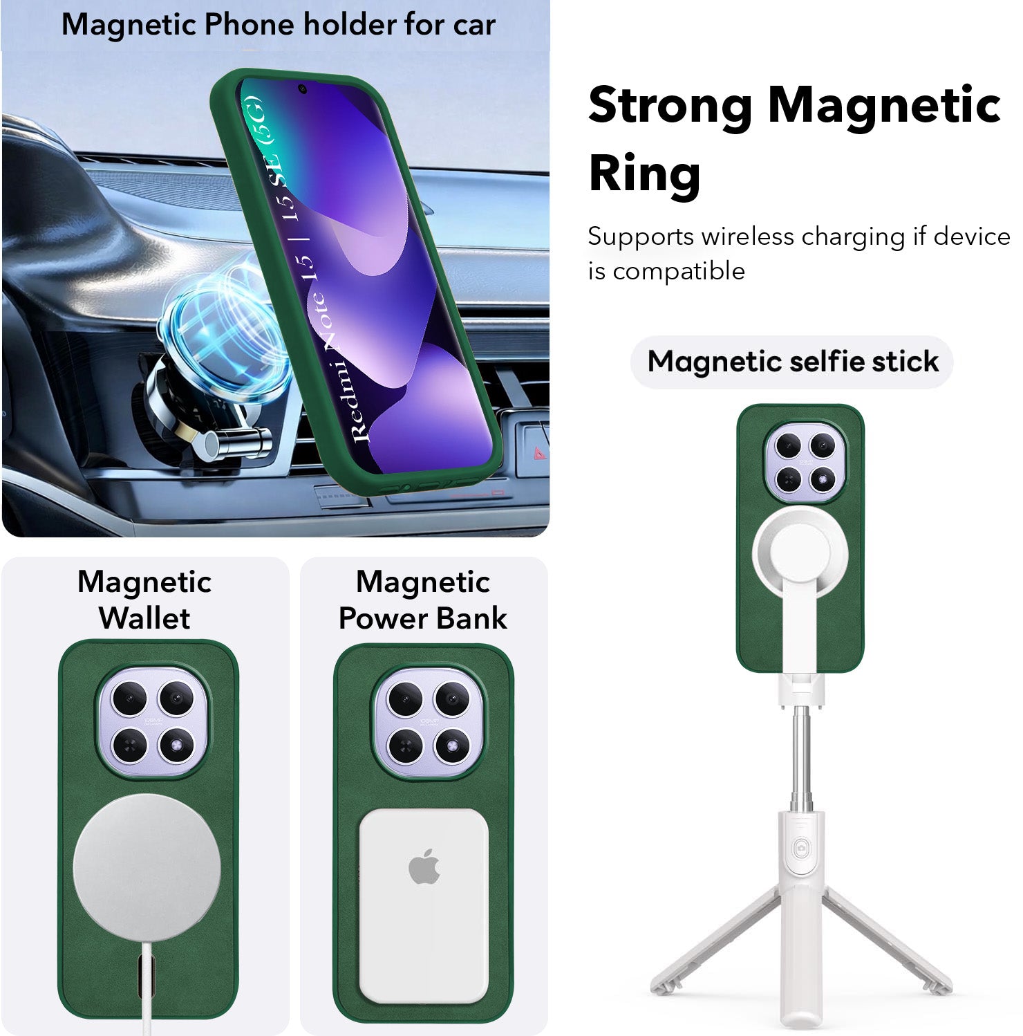 For Xiaomi Redmi Note 15 5G | Redmi Note 15 SE 5G Back Cover Case Leather Finish (MagSafe Compatible Wireless Charging | Soft Touch | Camera Bump Protection)