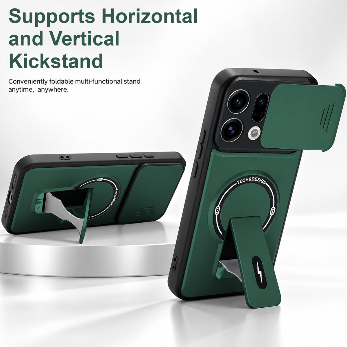 For Oppo Find X9 | Oppo Find X9s Back Case Cover Metallic (Hybrid Armor Kickstand | Sliding Shutter Camera Protection | MagSafe Compatible)