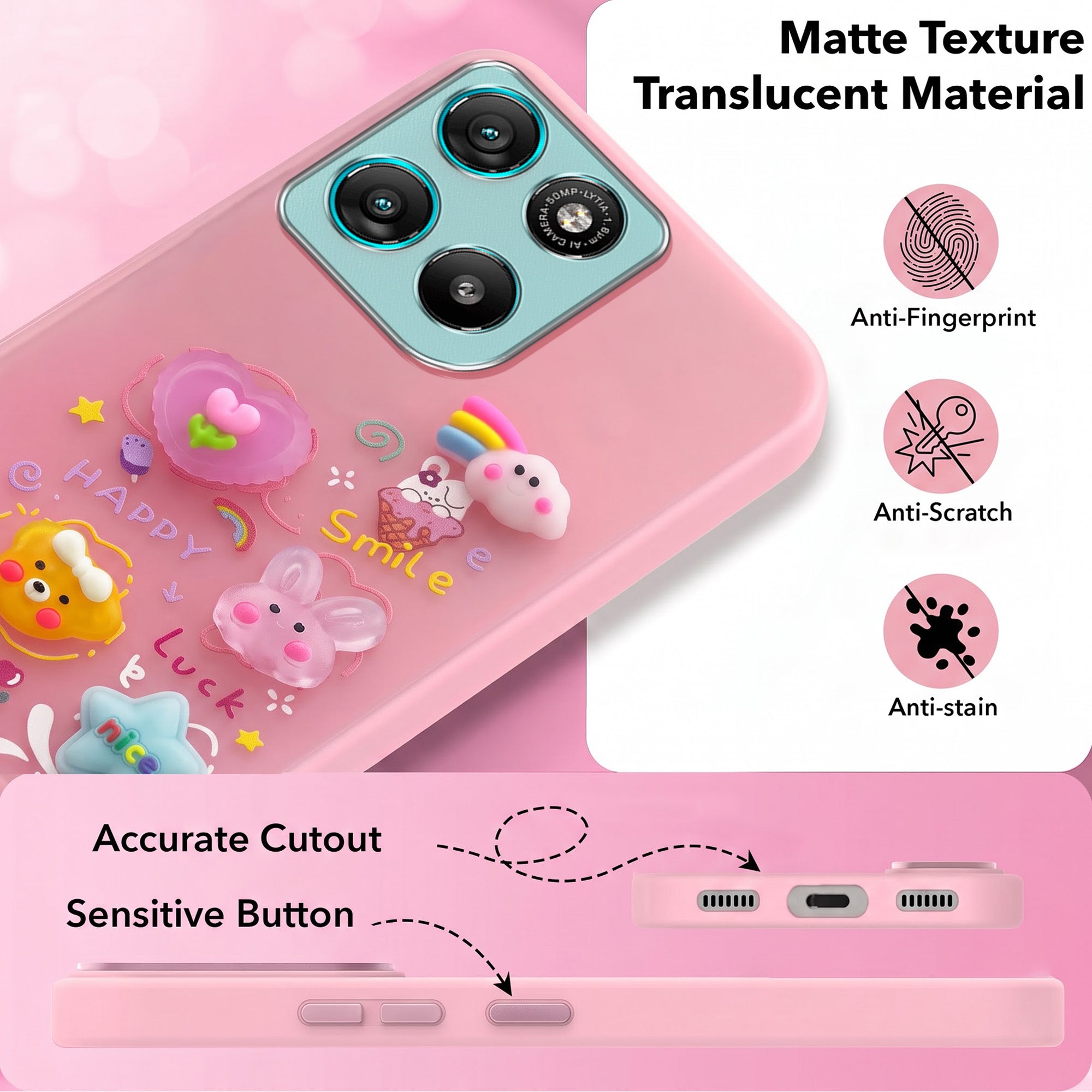 For Motorola Moto G67 Power | G57 Power Back Cover Case (3D Cute Cartoons | Hard Back Side Soft | Matte Premium Finish | HD Printing)