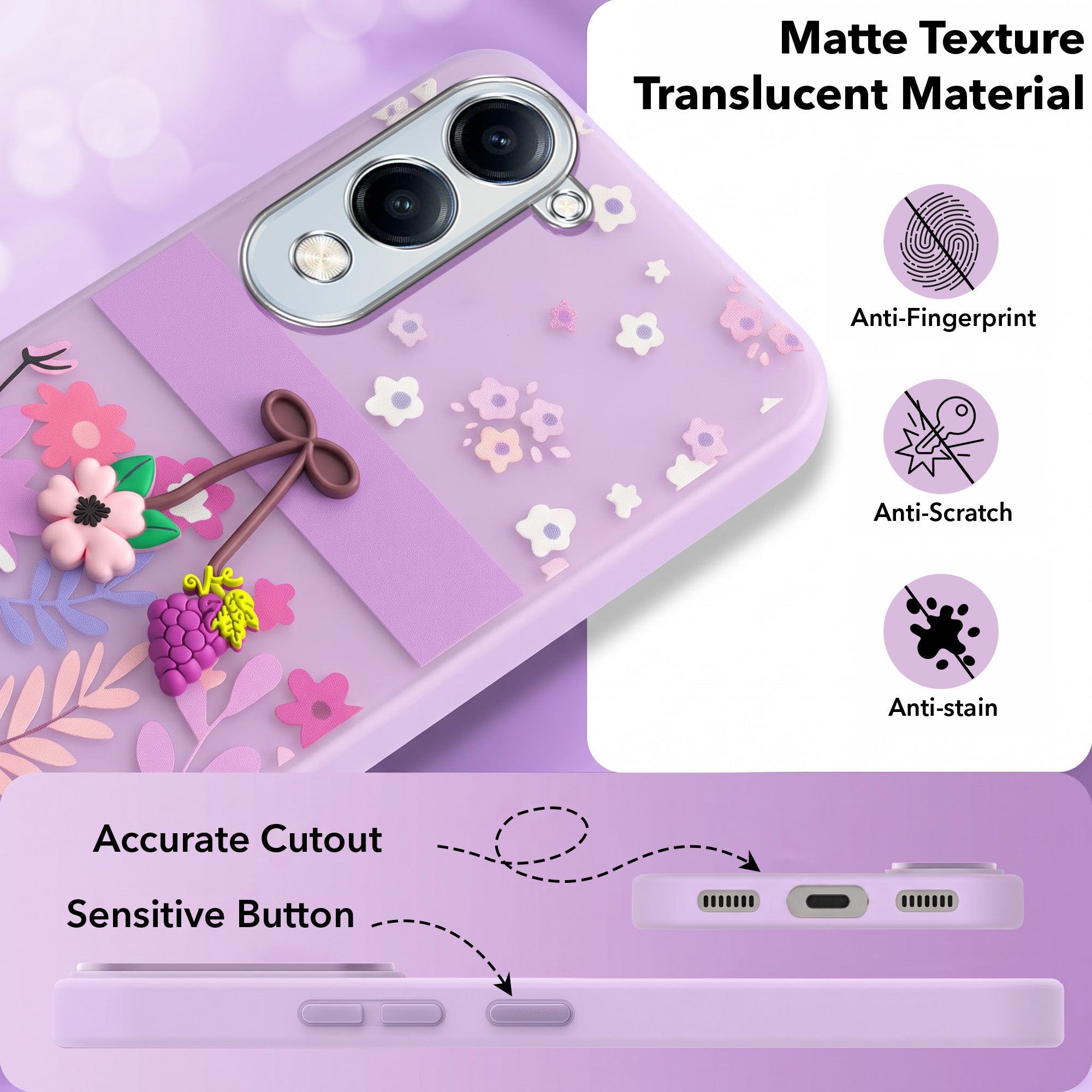 For Vivo iQOO Z10 Lite Back Cover Case (3D Cute Cartoons | Hard Back Side Soft | Matte Premium Finish | HD Printing)