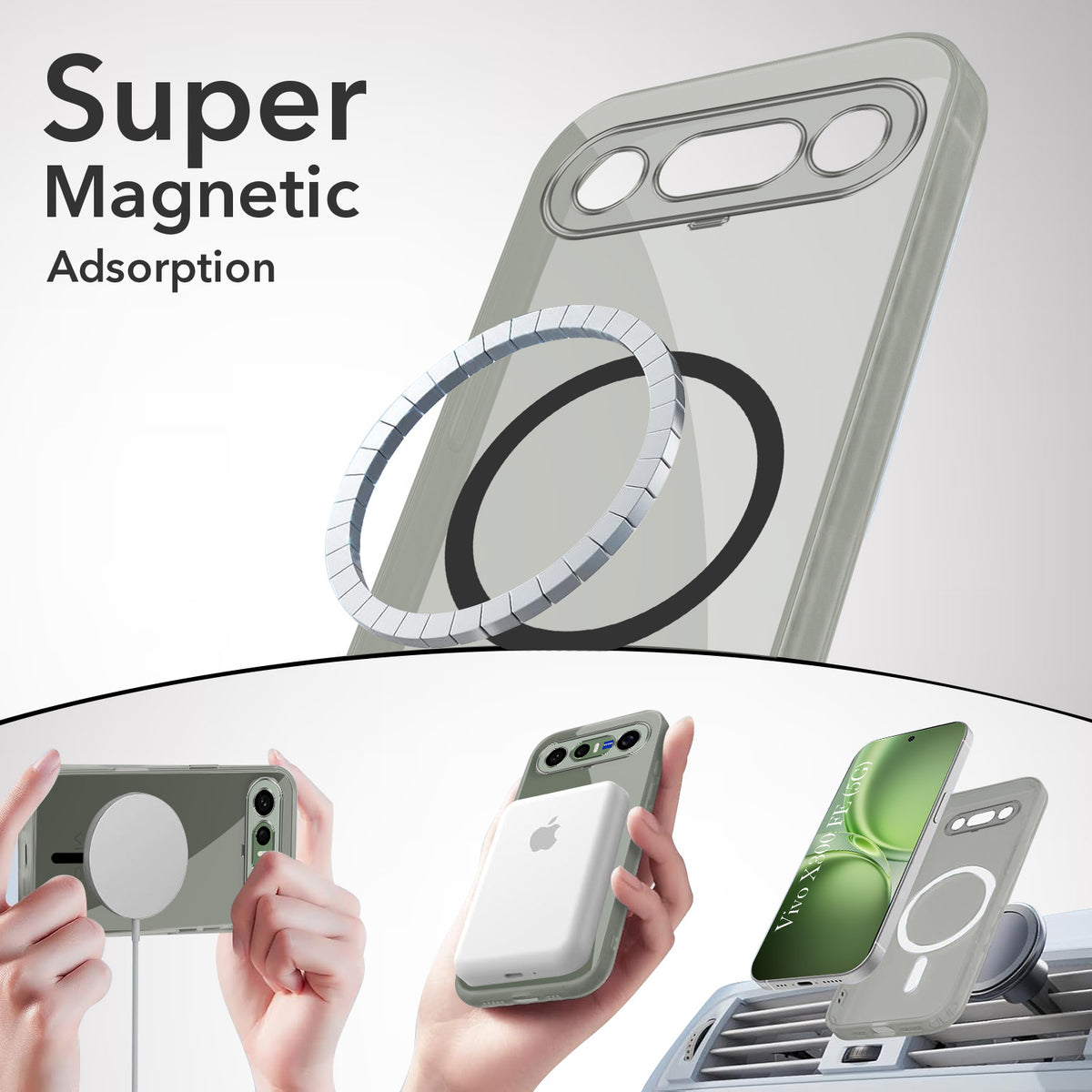 For Vivo X300 FE Back Cover Case Lifetime Anti-Yellow MagSafe Compatible Clear (Sleek Hard Crystal | Shockproof and Camera Protection)