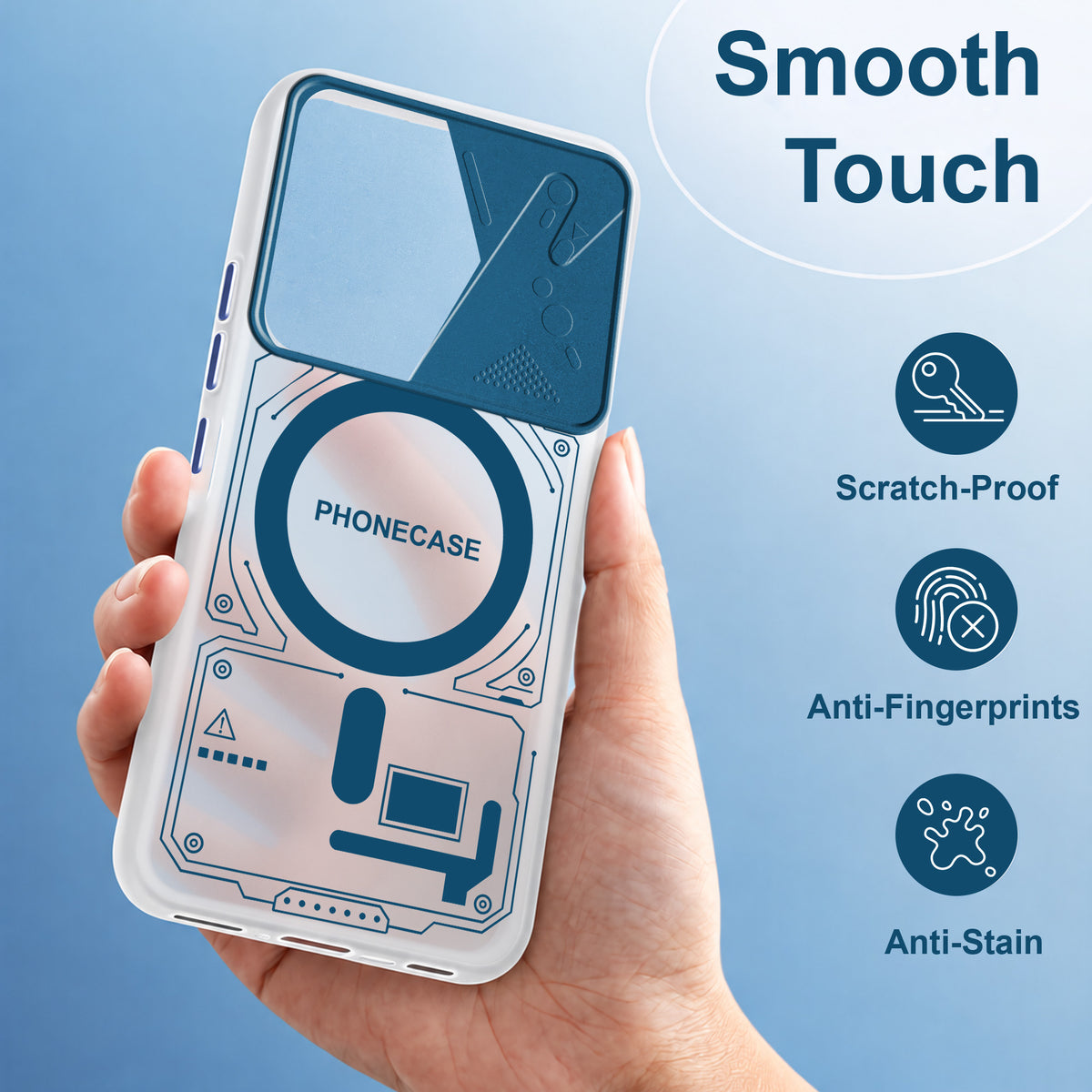 For Vivo T2 Metallic Back Cover Case (Metallic Camera Protection & Buttons | Translucent Milky Shade | Hard Polycarbonate)