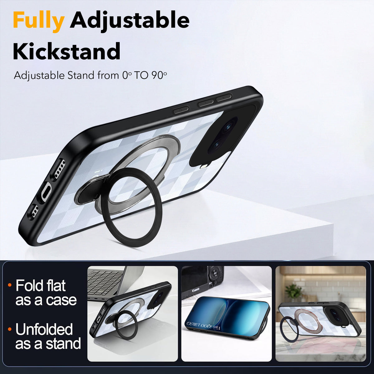 For Vivo iQOO 15R 5G Back Cover Case (Kick Stand Ring Holder | Life time Anti Yellow | Camera Protection)