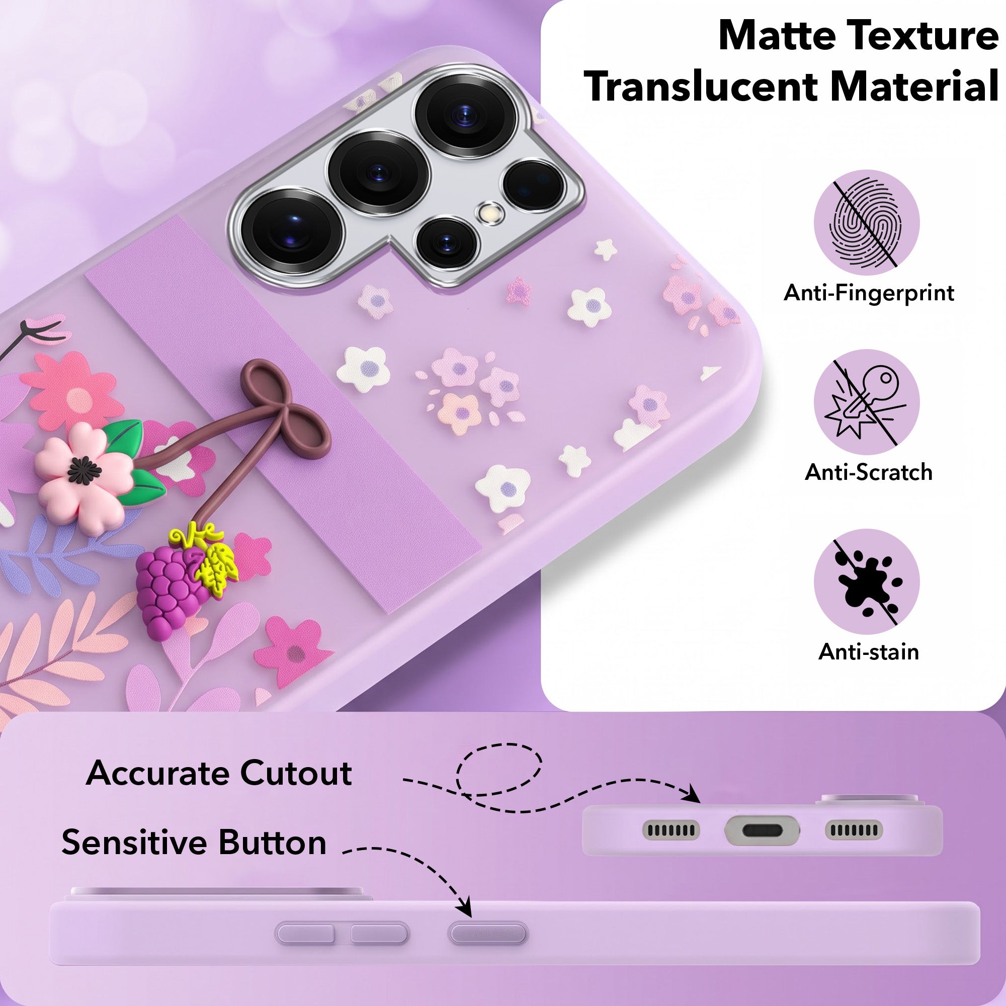For Samsung Galaxy S25 Ultra Back Cover Case (3D Cute Cartoons | Hard Back Side Soft | Matte Premium Finish | HD Printing)