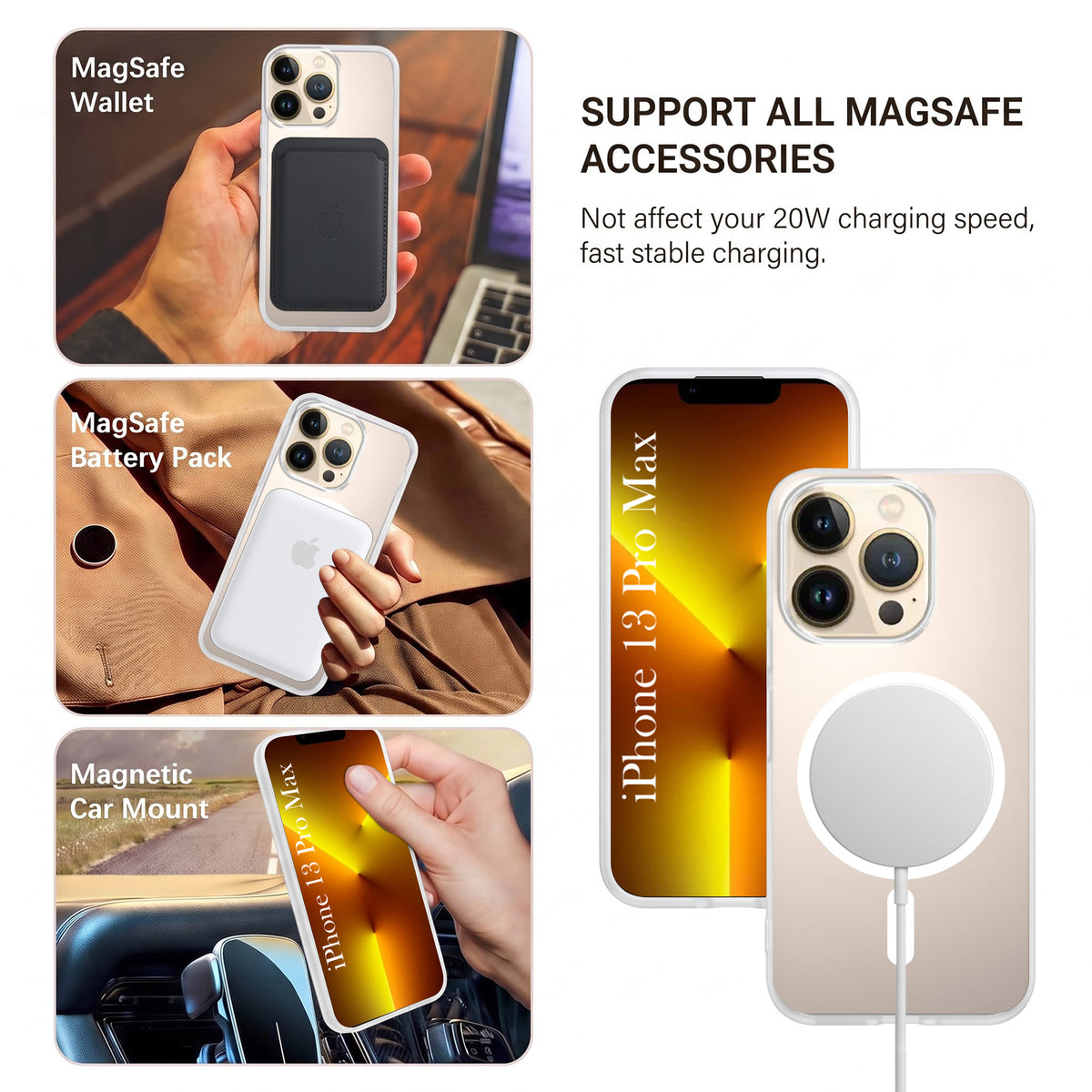 For Apple iPhone 13 Pro Max Matte Finish Back Case Cover (MagSafe Compatible | Translucent Soft Touch | Slim and Unbreakable)