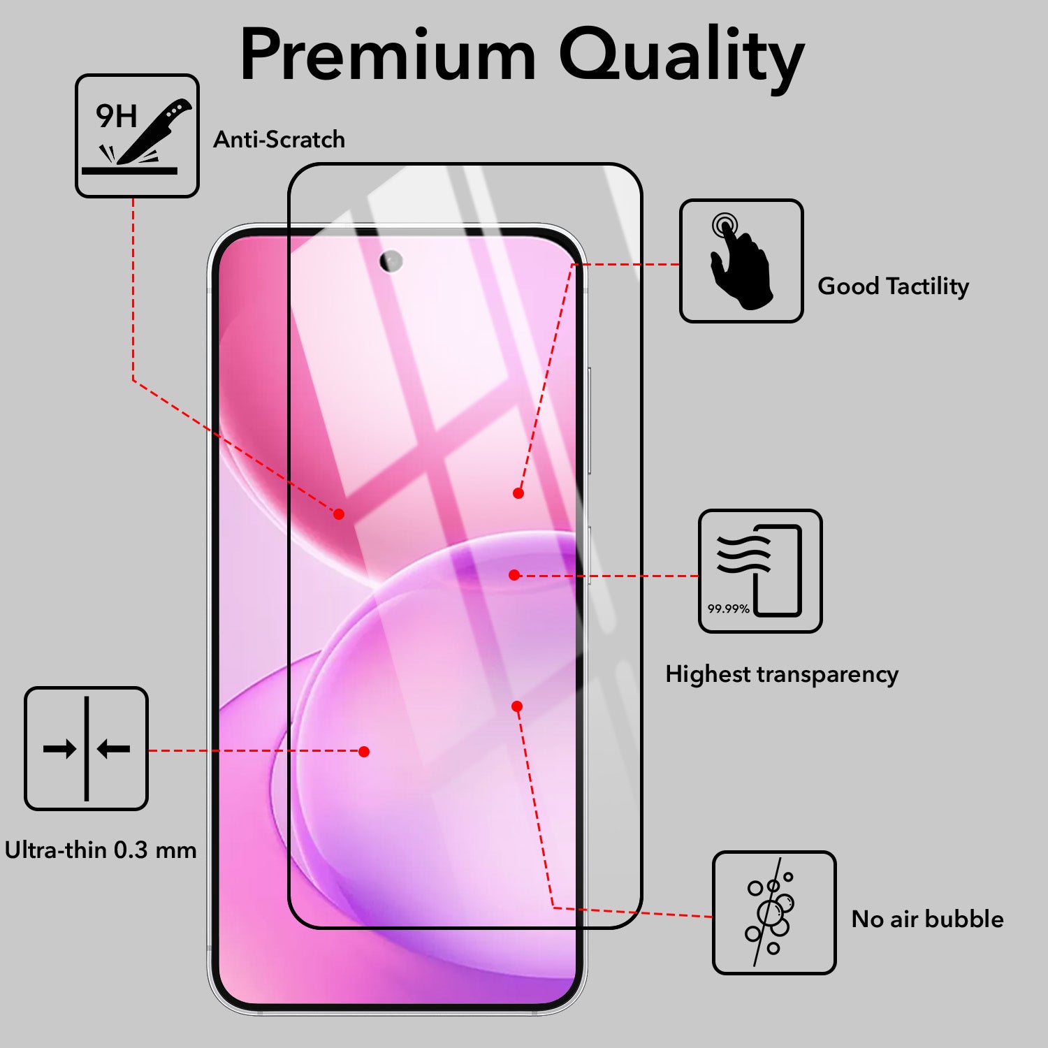 Tempered Glass For Oppo Reno 16C 5G Military-Grade Gorilla Tempered Glass Screen Protector With Installation Kit | Shatterproof, Full Coverage, HD Clear, Scratch Resistant (Pack of 1) (Copy)