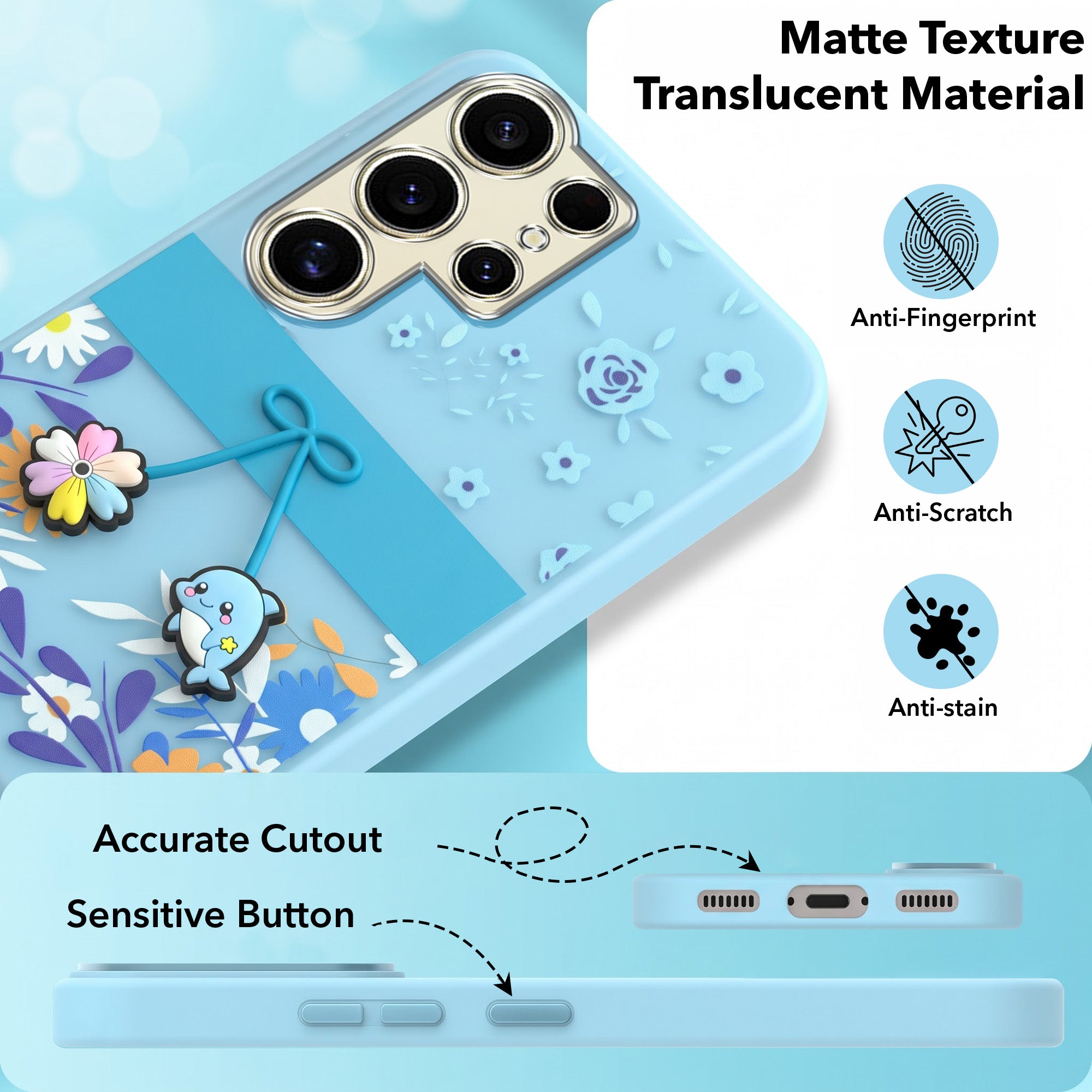 For Samsung Galaxy S24 Ultra Back Cover Case (3D Cute Cartoons | Hard Back Side Soft | Matte Premium Finish | HD Printing)