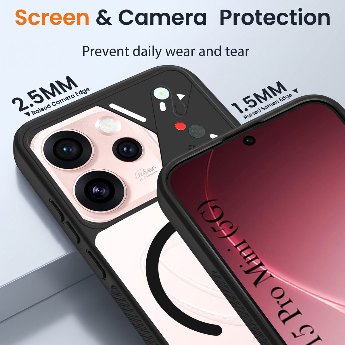 For Oppo Reno15 Pro Mini 5G | Oppo Reno 15 Pro Mini 5G Back Cover Case Lifetime Anti-Yellow Clear (Camera Protection | Side Grip | Wireless MagSafe Compatible)