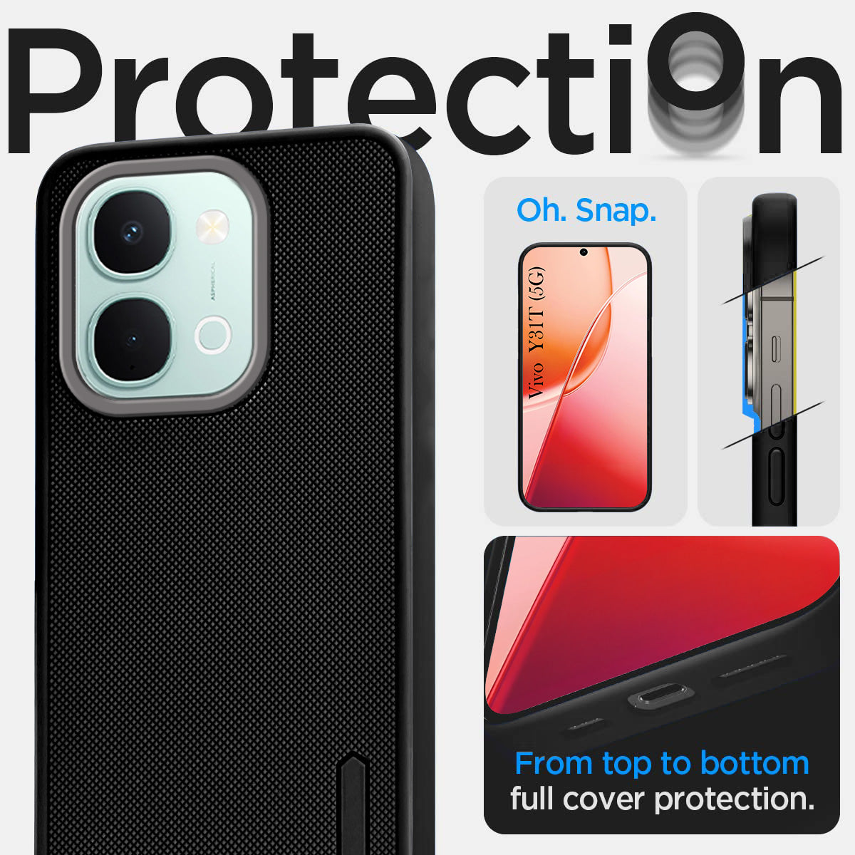 For Vivo Y31T 5G Back Cover Case Rubberised (Textured Grip Design| Micro-Fiber Cloth Inside | Slim and Light Weight | Soft Touch and Feel)