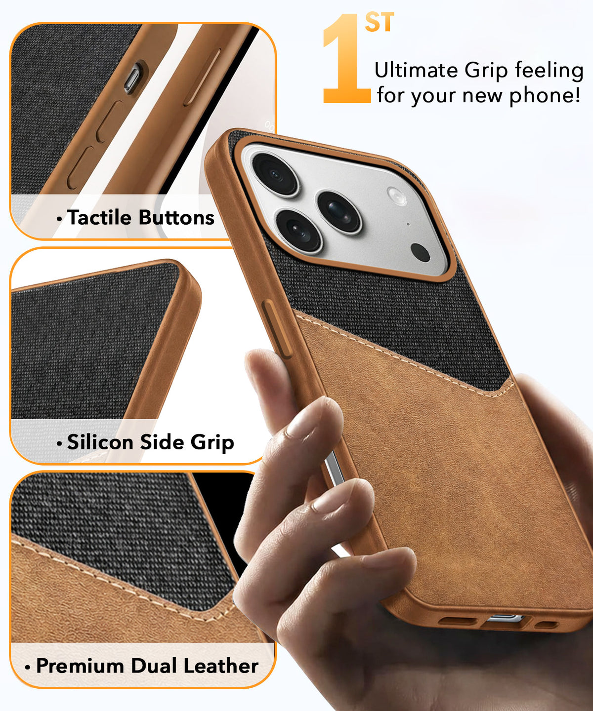 For iPhone 17 Pro | iPhone 18 Pro Back Cover Case (Dual PU Leather Stitch | Professional Minimalist | Soft and Flexible)