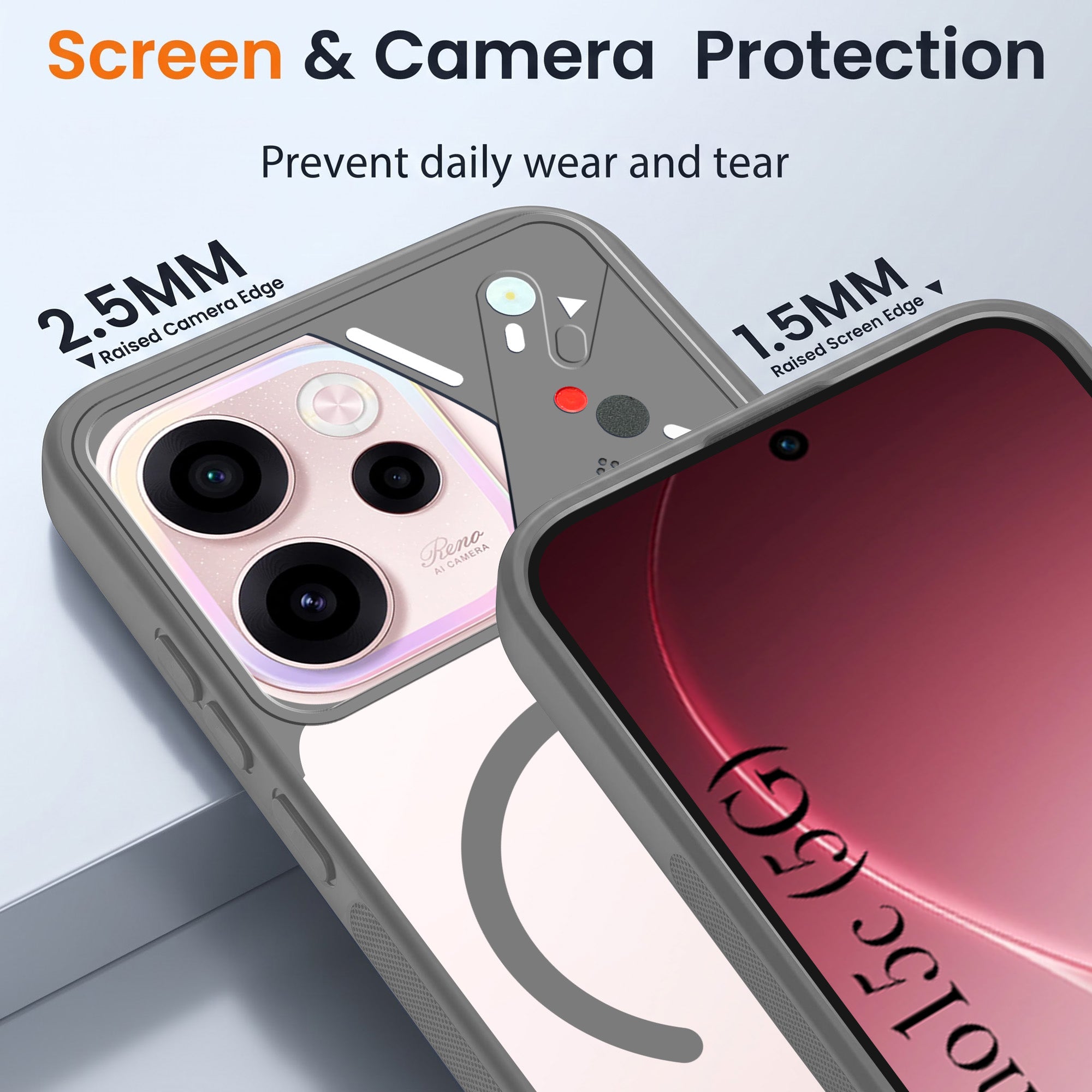 For Oppo Reno 15c Back Cover Case Lifetime Anti-Yellow Clear (Camera Protection | Side Grip | Wireless MagSafe Compatible)
