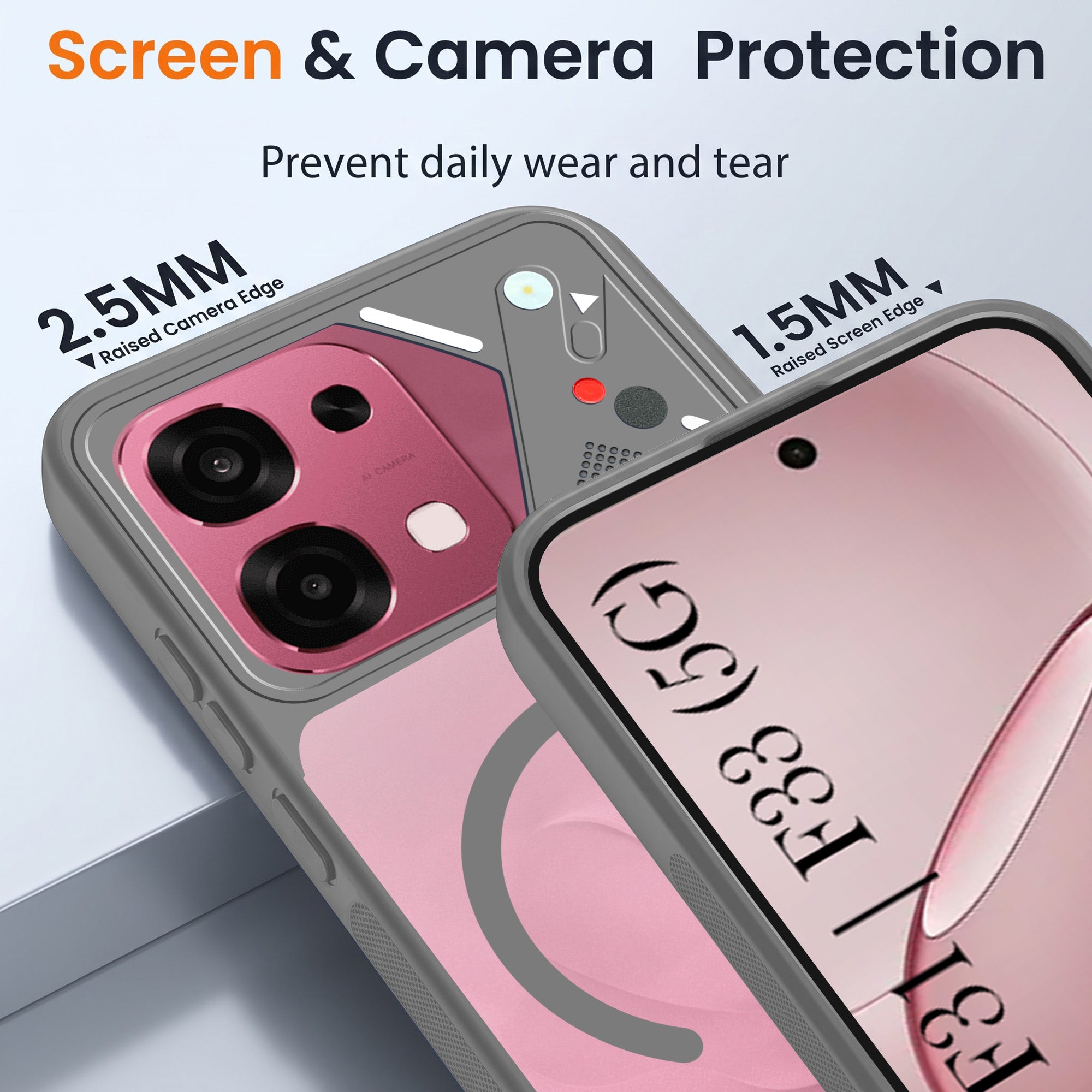For Oppo F31 5G | Oppo F33 5G Back Cover Case Lifetime Anti-Yellow Clear (Camera Protection | Side Grip | Wireless MagSafe Compatible)