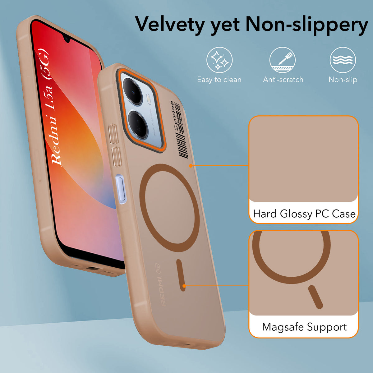 For Redmi 15A 5G Back Cover Case (Soft Touch | Camera Bump Protection | MagSafe Compatible | Matte Finish)