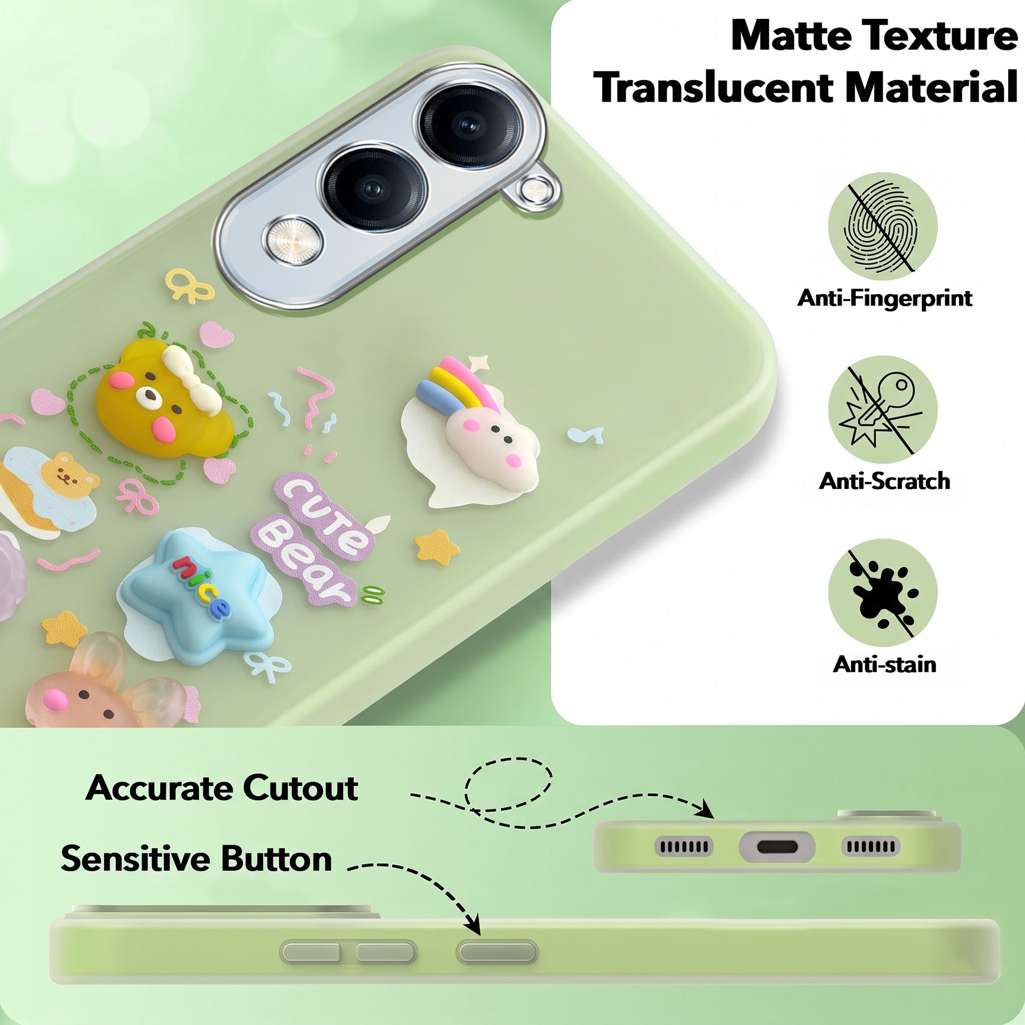 For Vivo Y19 | Vivo Y19e | Vivo T4 Lite Back Cover Case (3D Cute Cartoons | Hard Back Side Soft | Matte Premium Finish | HD Printing)