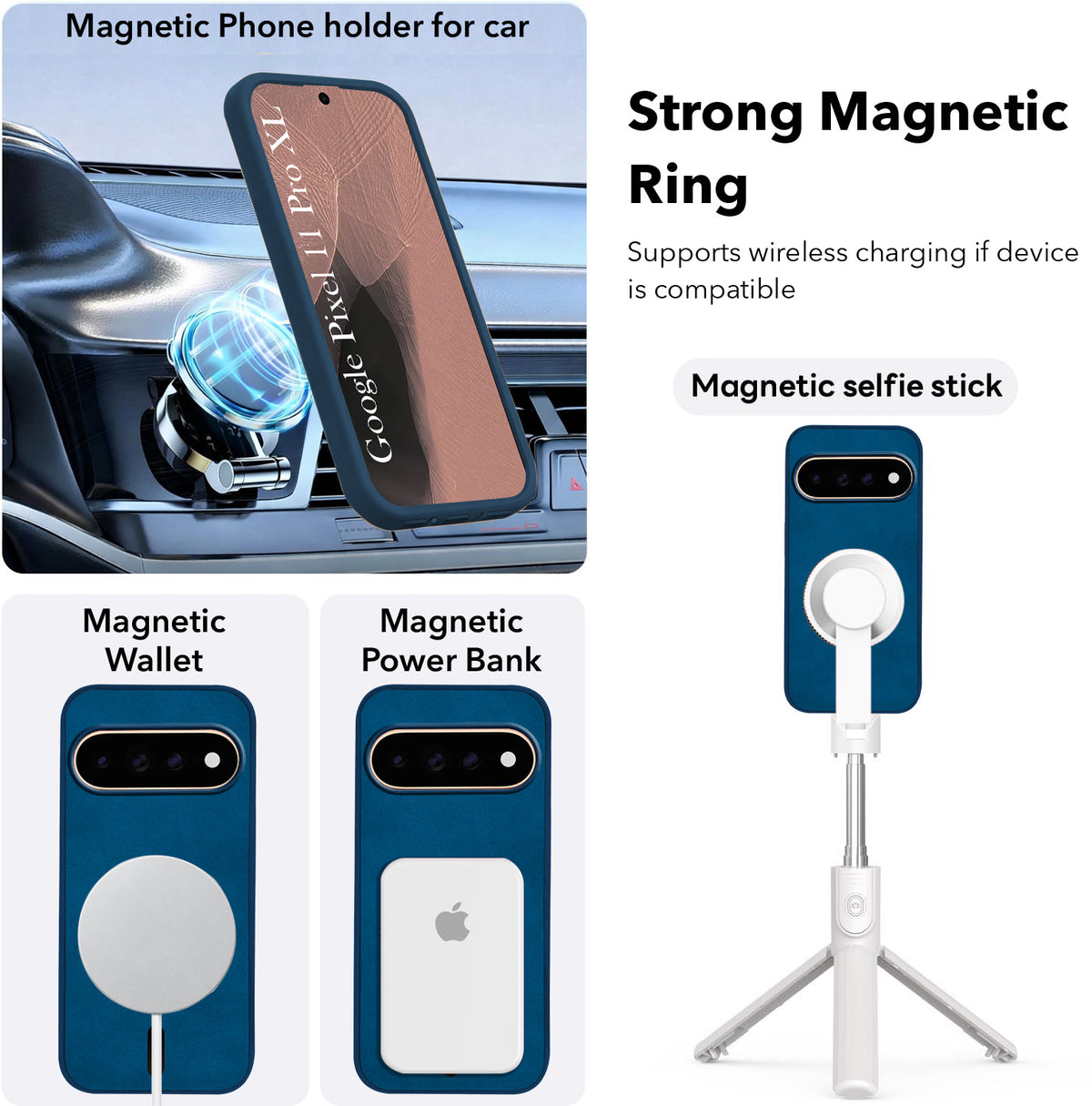 For Google Pixel 11 Pro XL Back Cover Case Leather Finish (MagSafe Compatible Wireless Charging | Soft Touch | Camera Bump Protection)