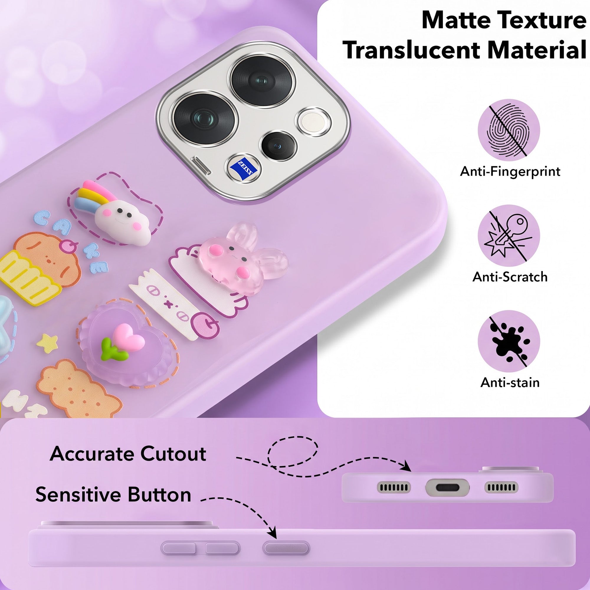 For Vivo V70 | Vivo V70 Elite 5G Back Cover Case (3D Cute Cartoons | Hard Back Side Soft | Matte Premium Finish | HD Printing)