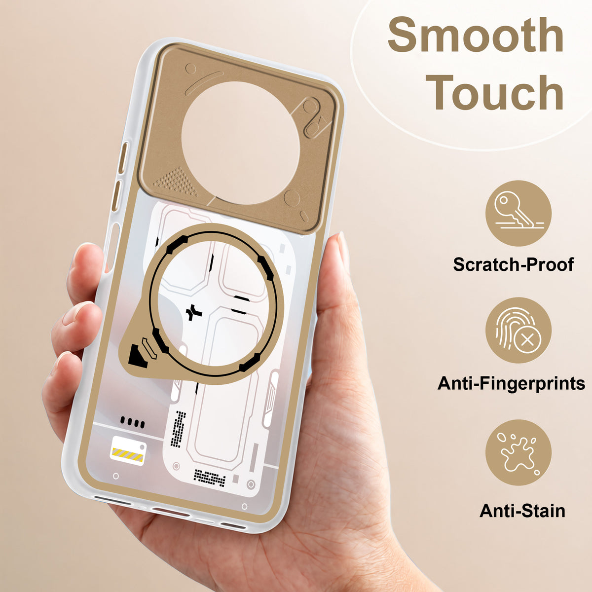 For Realme Narzo 70x 5G Metallic Back Cover Case (Metallic Camera Protection & Buttons | Translucent Milky Shade | Hard Polycarbonate)