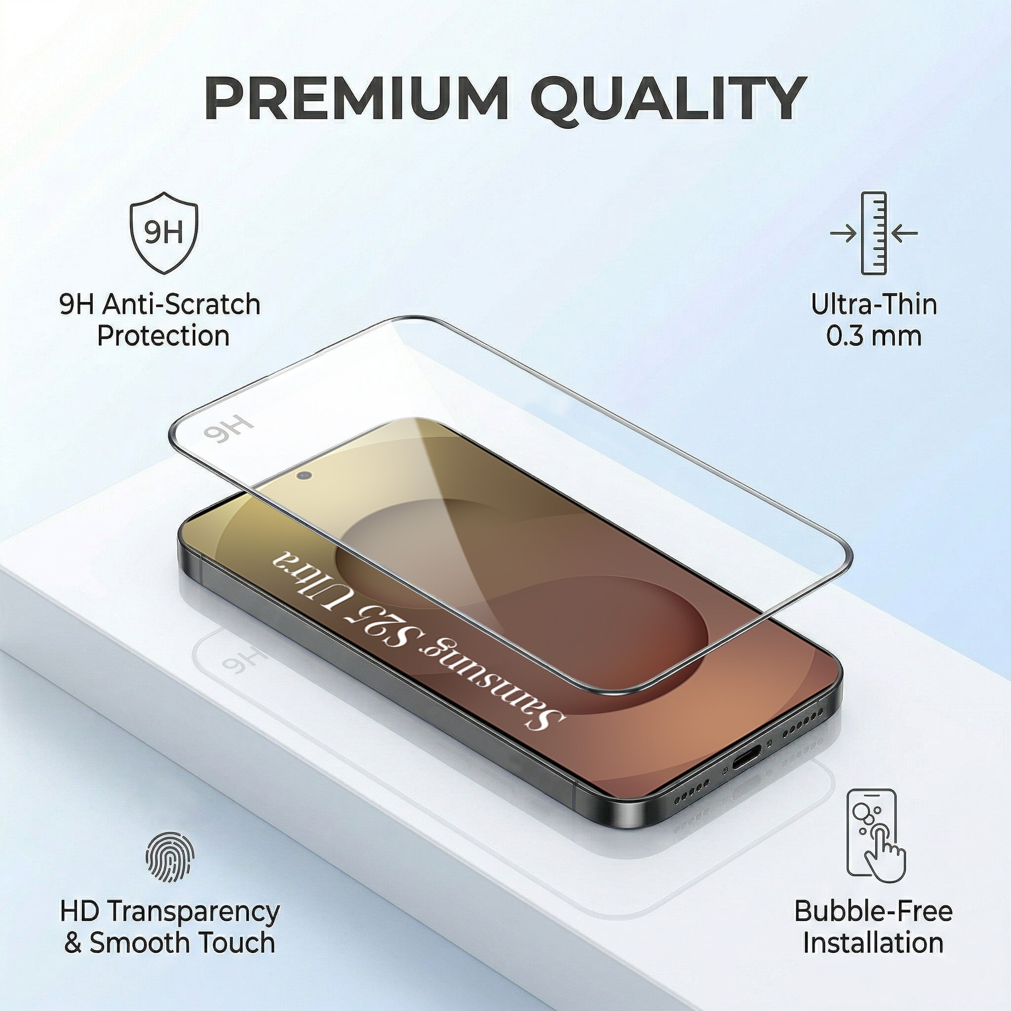 For Samsung Galaxy S25 Ultra Combo with Back Cover and 9H Tempered Glass (Lifetime Anti-Yellow | Sleek Hard Crystal | Oleophobic Coating Screen Glass)