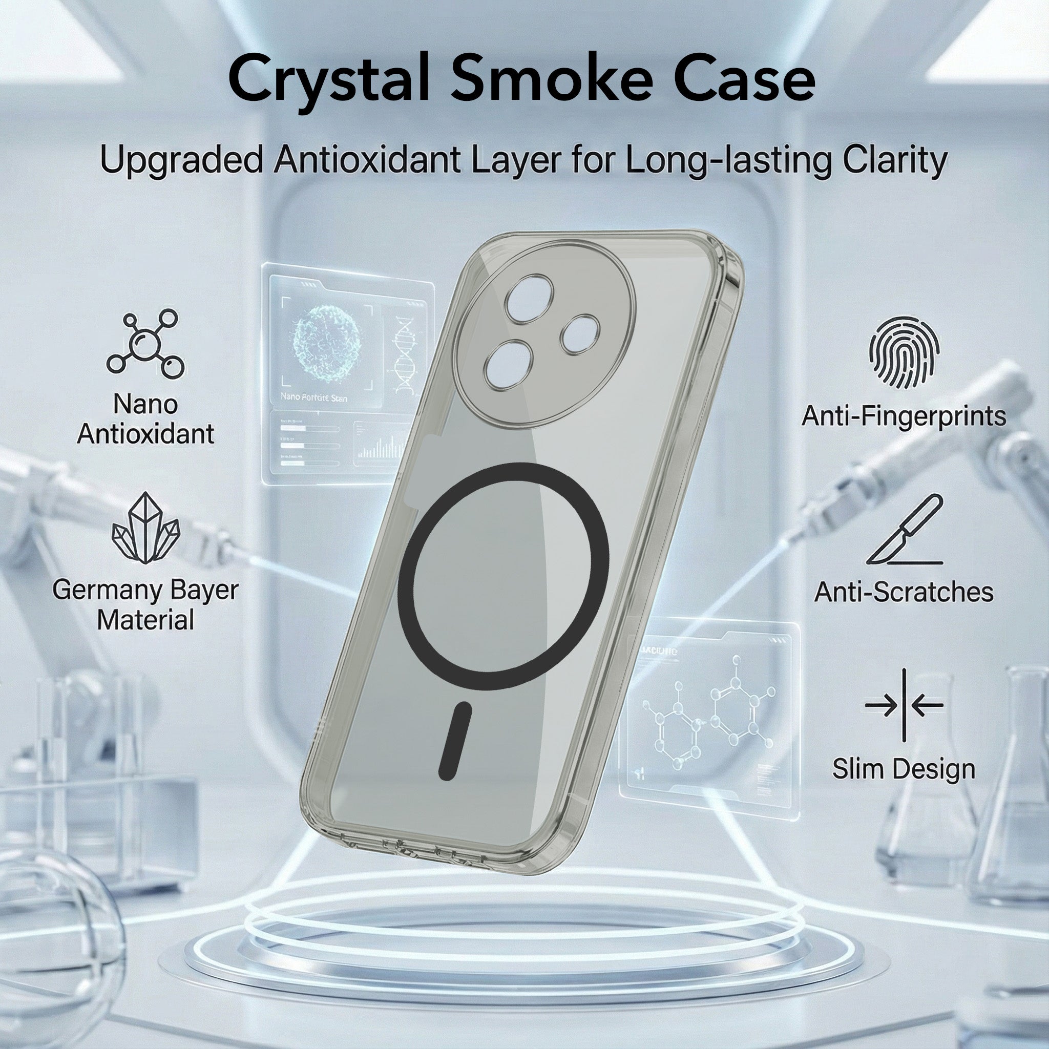 For Vivo Y39 Back Cover Case Lifetime Anti-Yellow MagSafe Compatible Clear (Sleek Hard Crystal | Shockproof and Camera Protection)