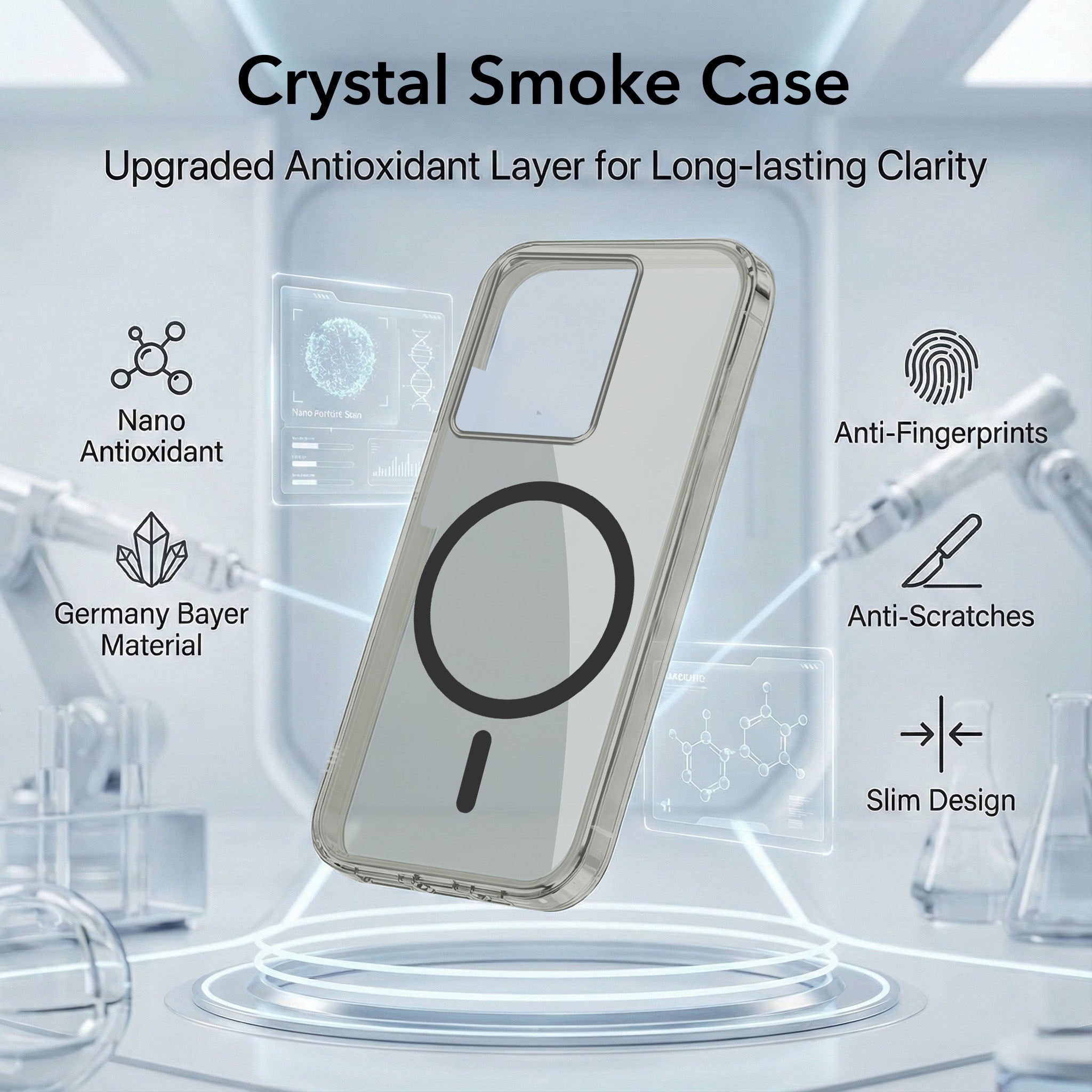 For Vivo Y200 Pro 5G Back Cover Case Lifetime Anti-Yellow MagSafe Compatible Clear (Sleek Hard Crystal | Shockproof and Camera Protection)