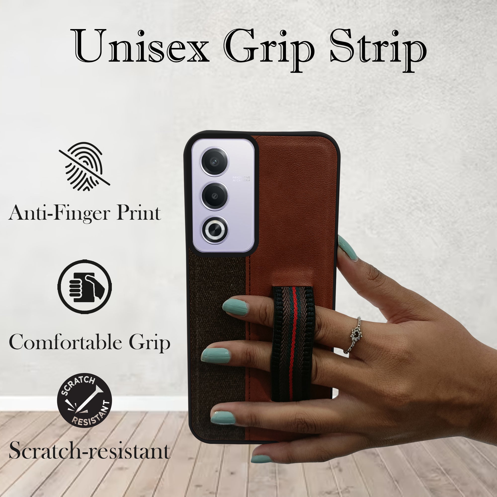 For Oppo Reno12 Pro 5G | Oppo Reno 12 Pro 5G Back Cover Case ( Professional PU Leather | Strip Chain Holder Socket)