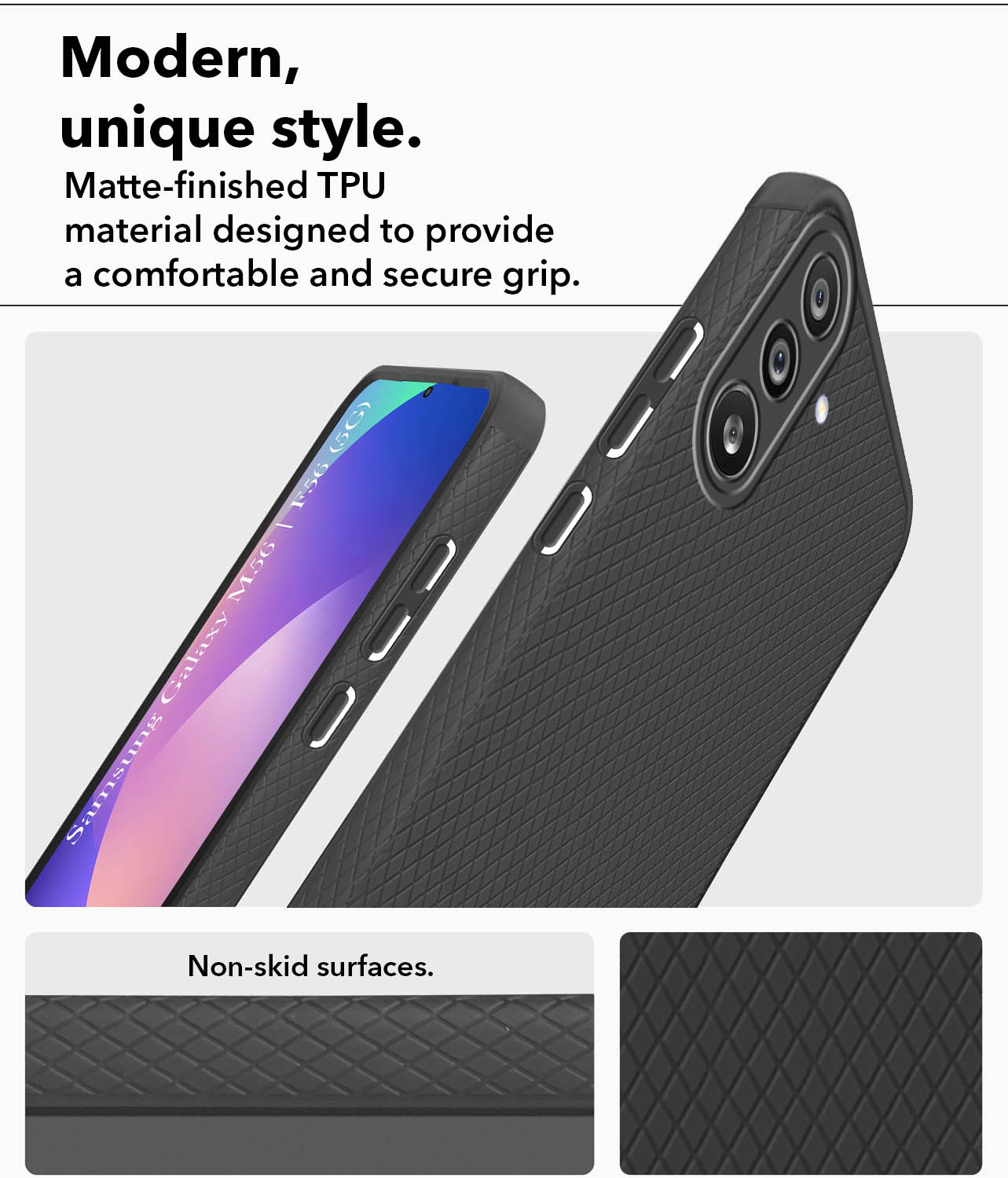 For Samsung Galaxy M56 | Samsung Galaxy F56 Back Cover Case (Liquid Silicone | Side Grip | Camera Protection)