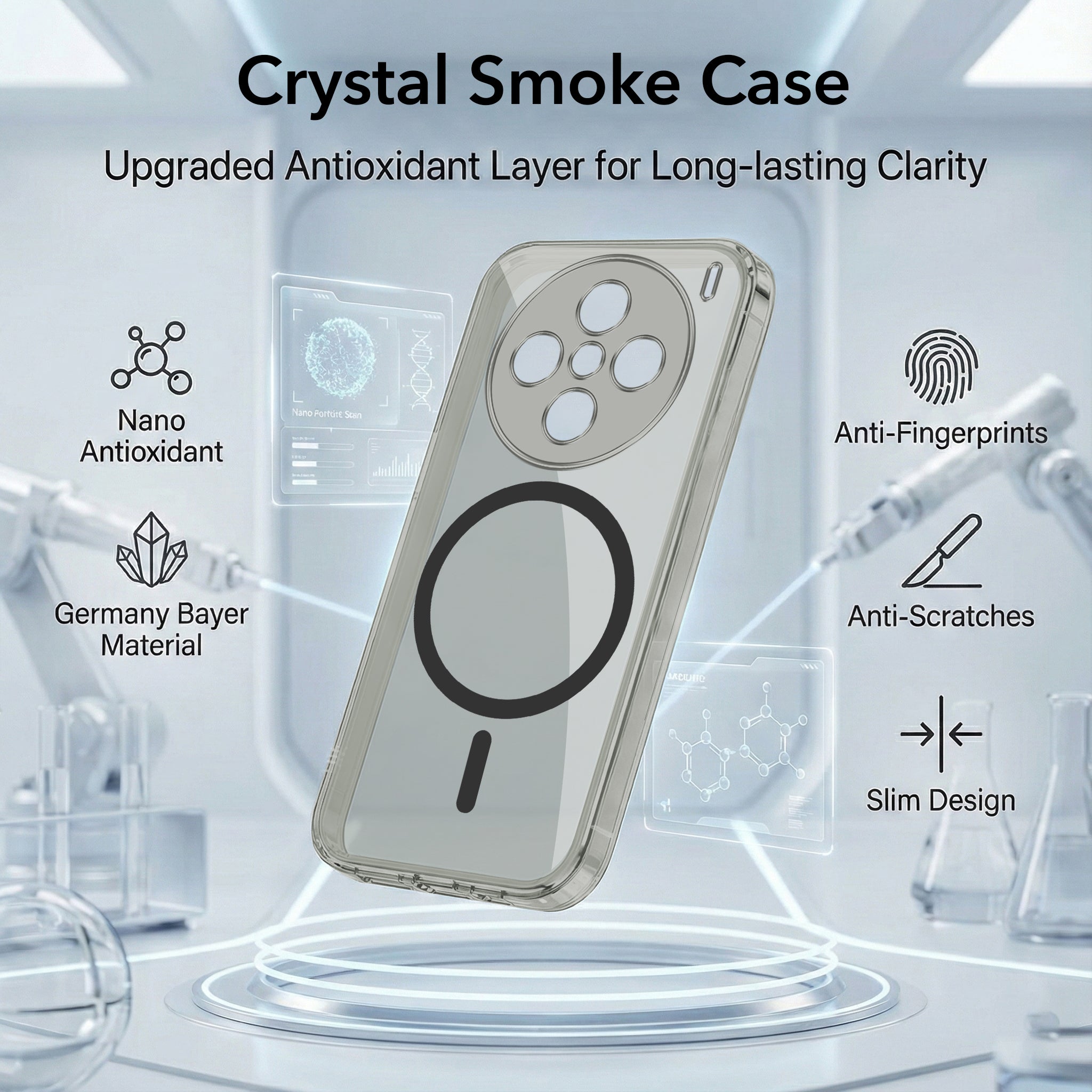 For Vivo X200 Back Cover Case Lifetime Anti-Yellow MagSafe Compatible Clear (Sleek Hard Crystal | Shockproof and Camera Protection)