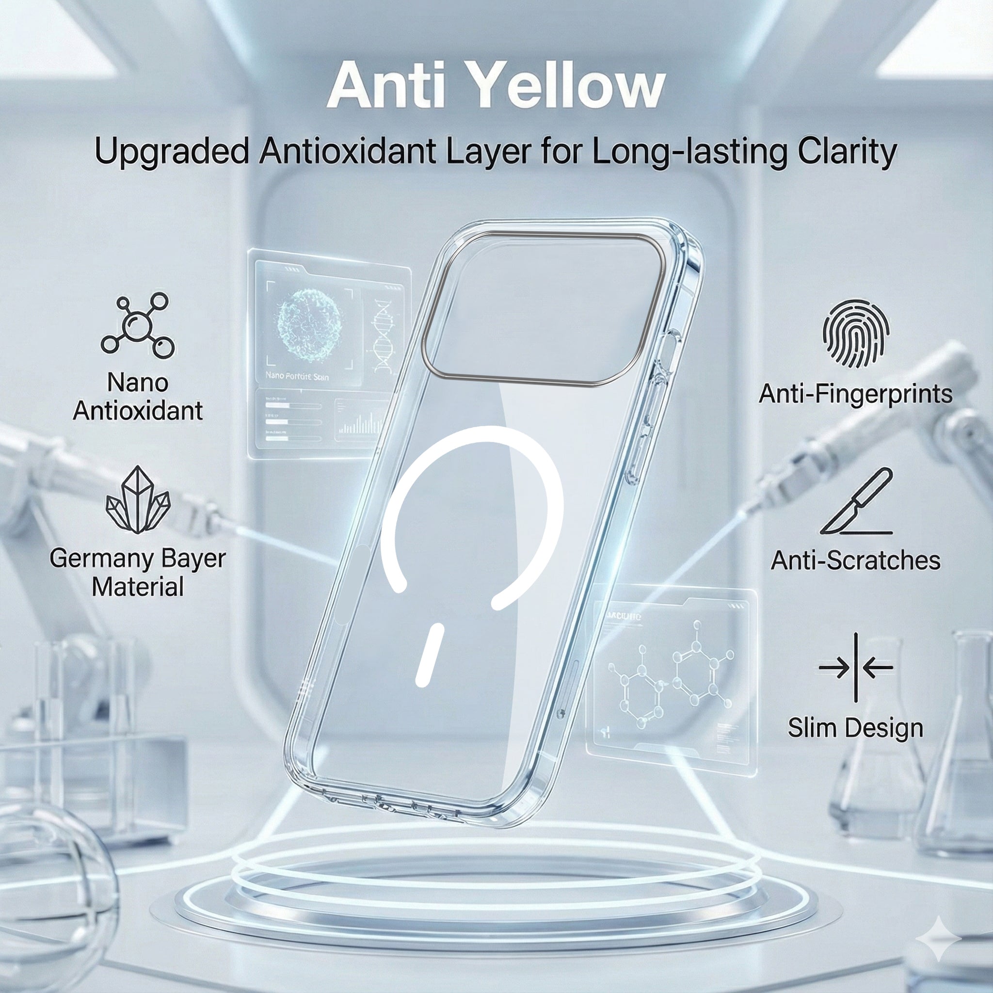 For Apple iPhone 17 Pro Max Lifetime Anti-Yellow MagSafe Compatible Clear (Sleek Hard Crystal | Camera Protection and Shockproof)